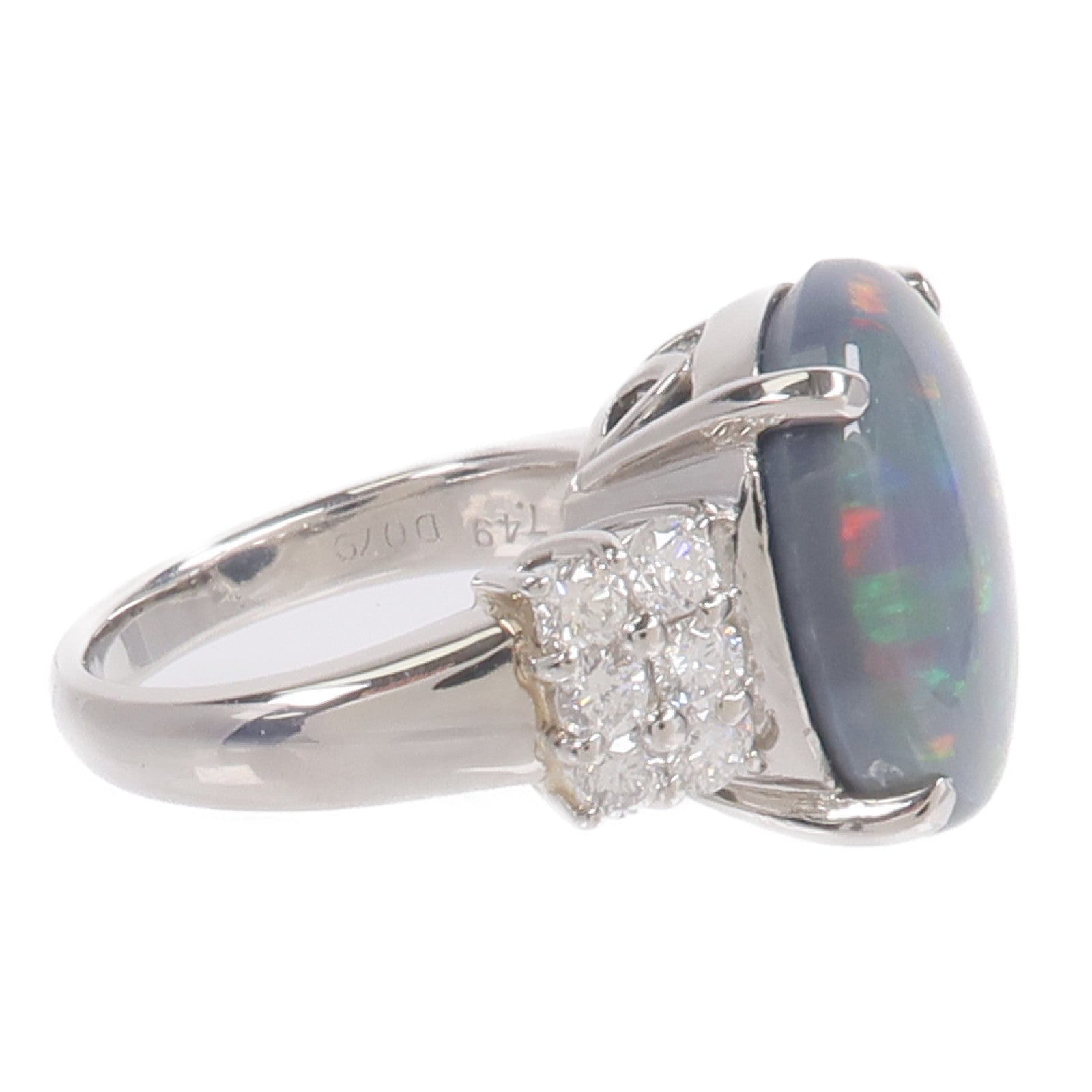 JEWELRY PT900鉑金Black Opal Diamond Ring黑蛋白石/鑽石戒指