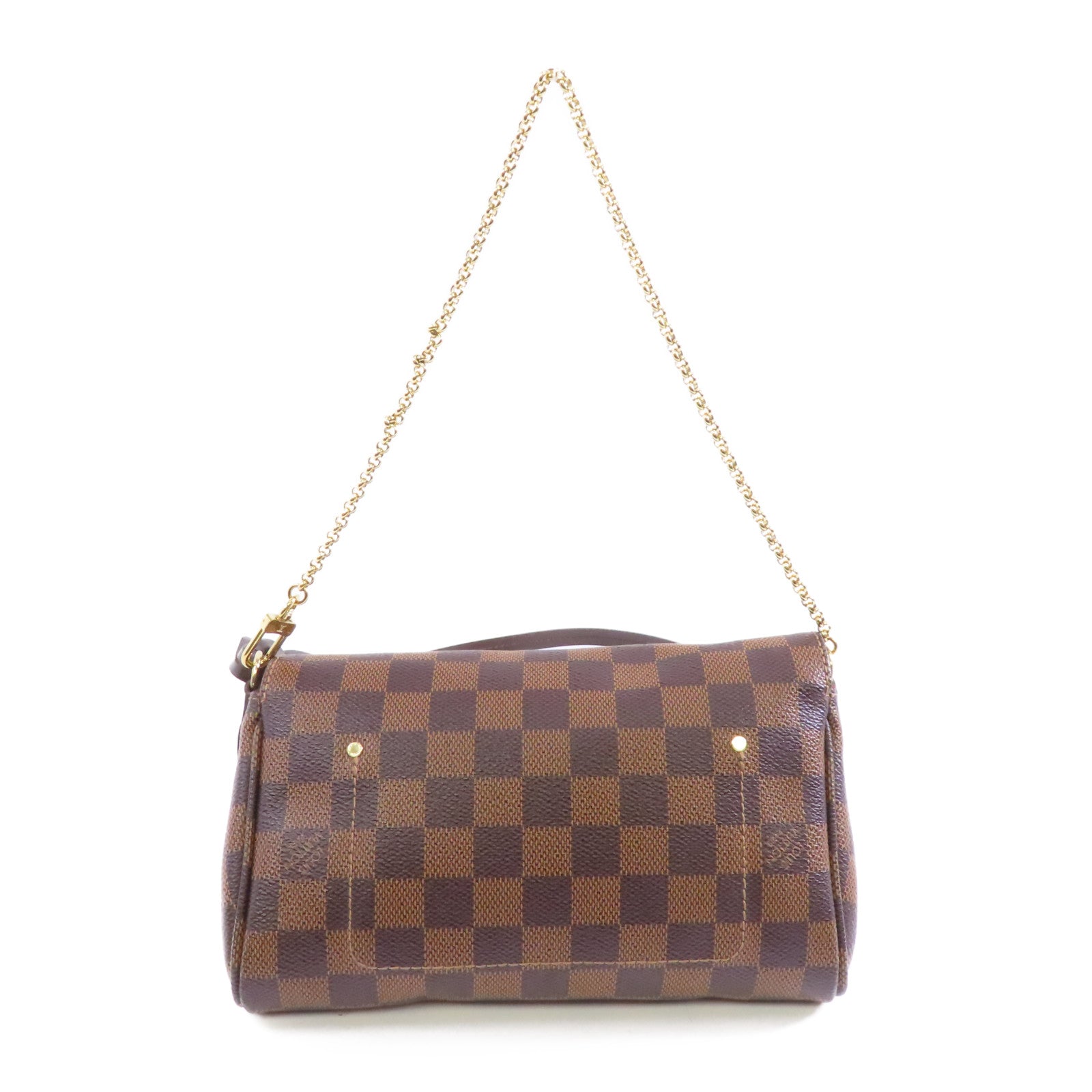 LOUIS VUITTON Damier Favroite PM金扣手挽肩背兩用袋棕色