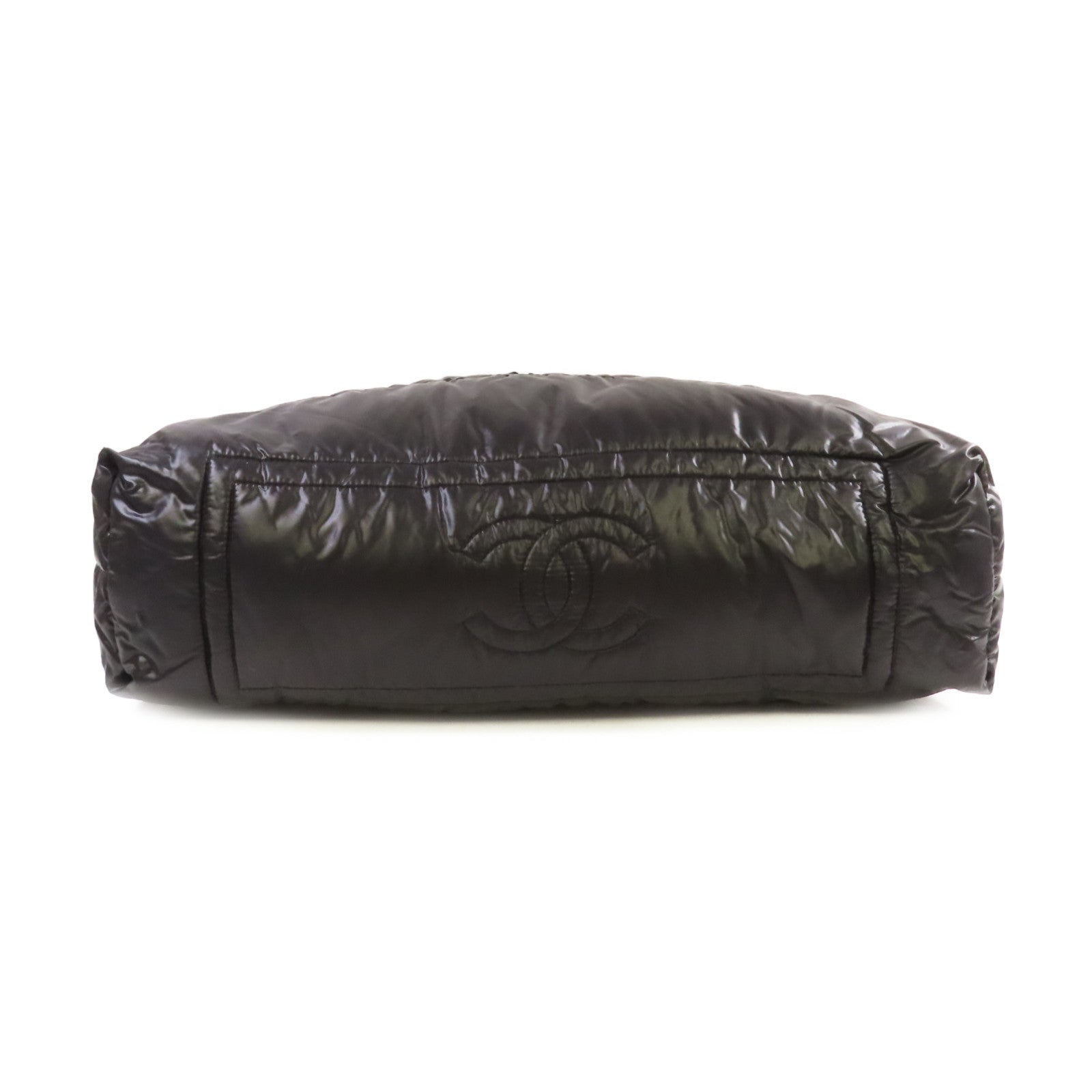 CHANEL 尼龍Coco Cocoon Shoulder Bag銀扣肩背袋黑色