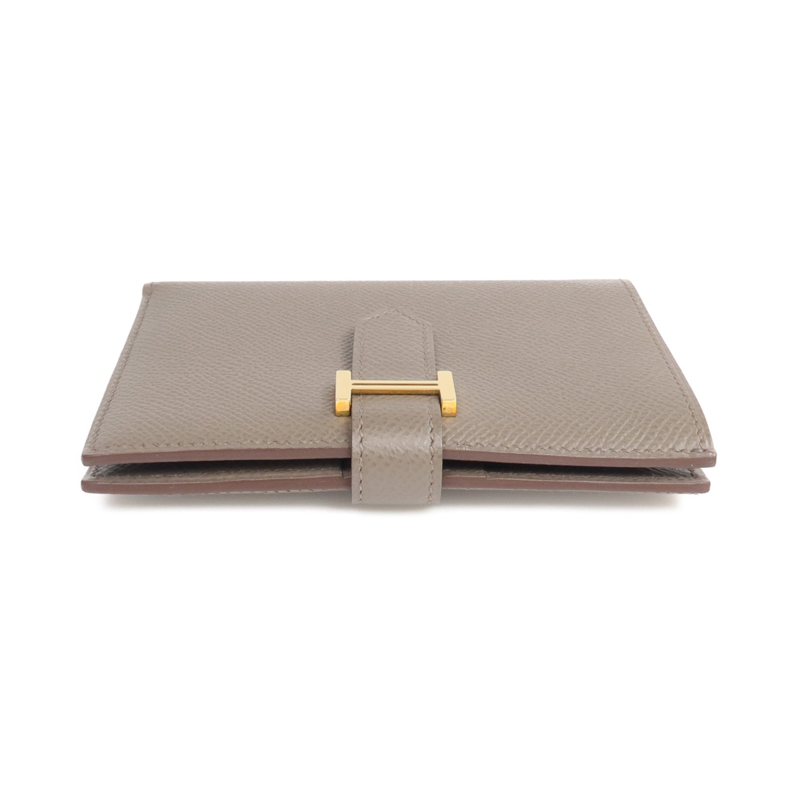 HERMES Epsom皮革Bearn Wallet金扣錢包Etain