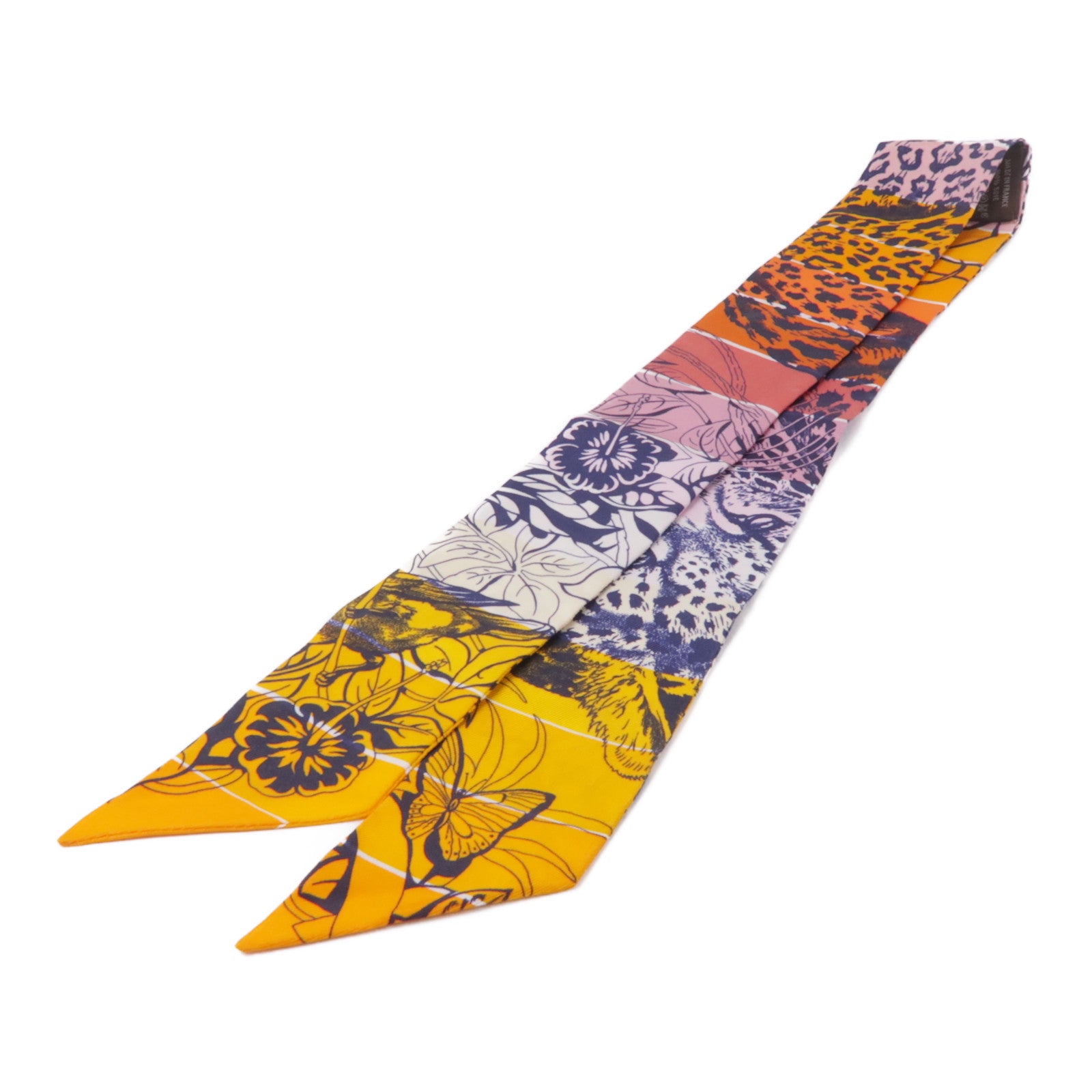 HERMES 絲質Twilly絲巾Orange/Blue/Pink