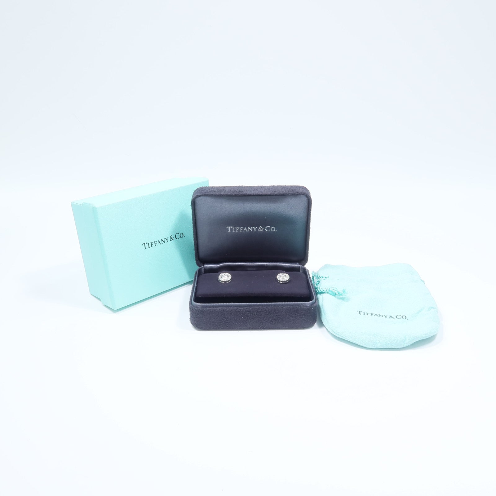 TIFFANY＆CO PT950鉑金Diamond Circle Earrings鑽石耳環
