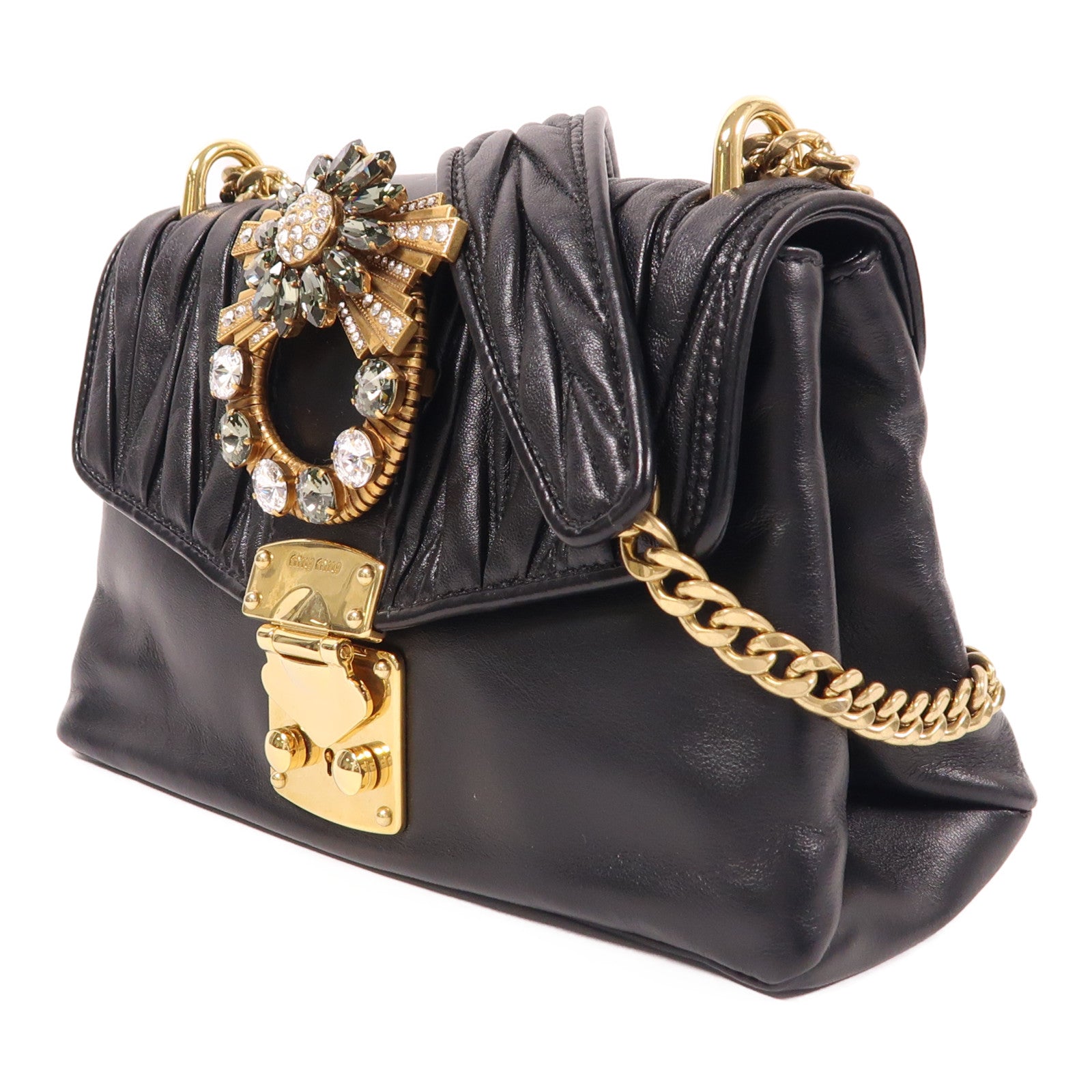 Miu Miu 皮革Chain Shoulder Bag鏈帶肩背袋