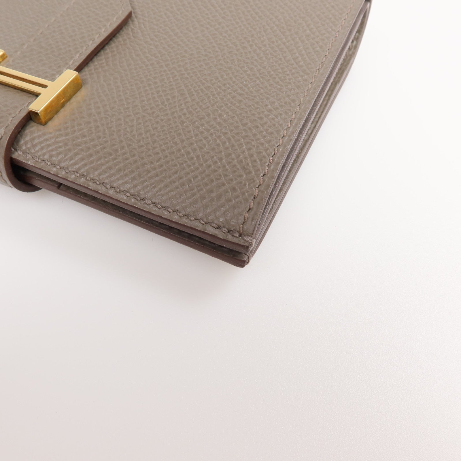 HERMES Epsom皮革Bearn Wallet金扣錢包Etain