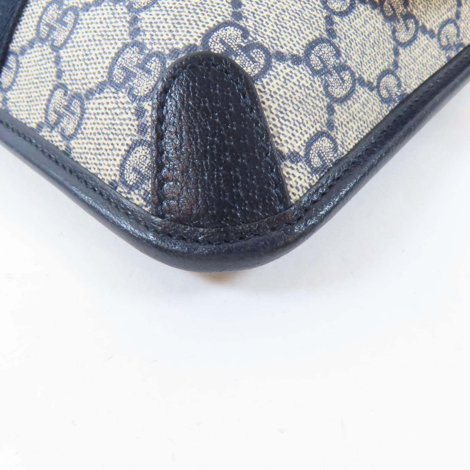 GUCCI 塗層帆布Ophidia Belt Bag銀扣腰包藍色/米白色