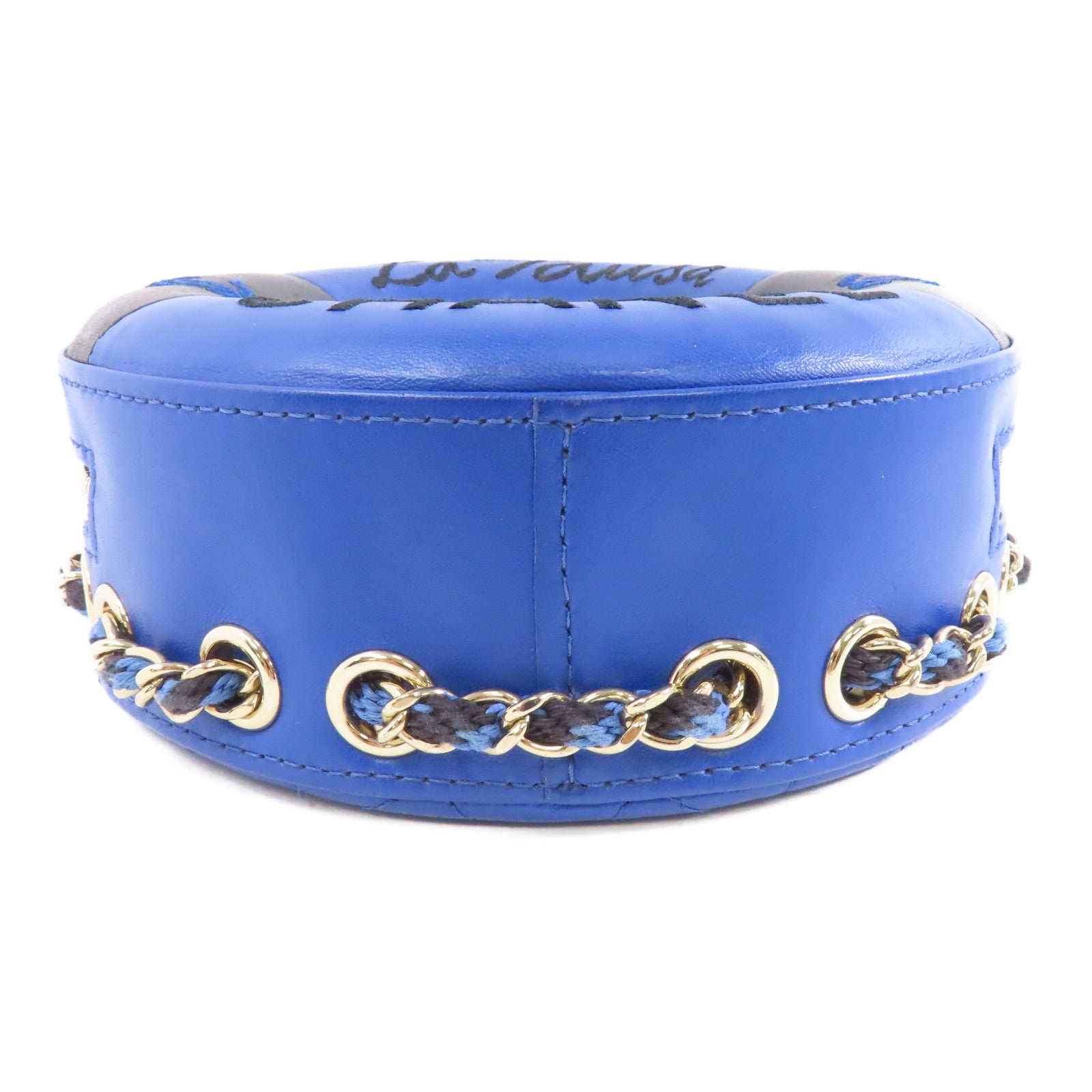 CHANEL 【激減優惠】羊皮皮革Chain Shoulder金扣鏈帶肩背袋深藍色/黑色