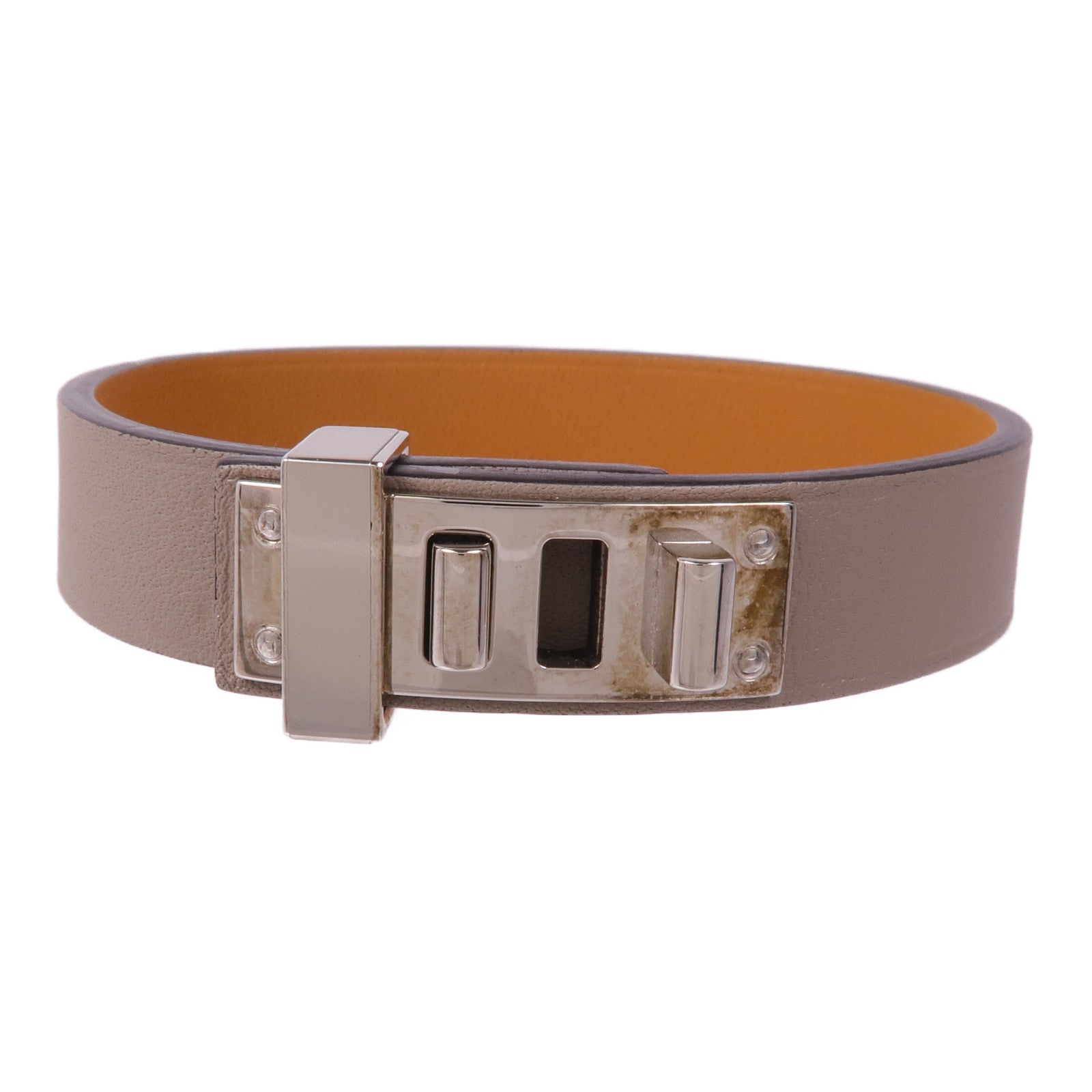 HERMES Swift皮革Mini Dog Bracelet銀扣手帶