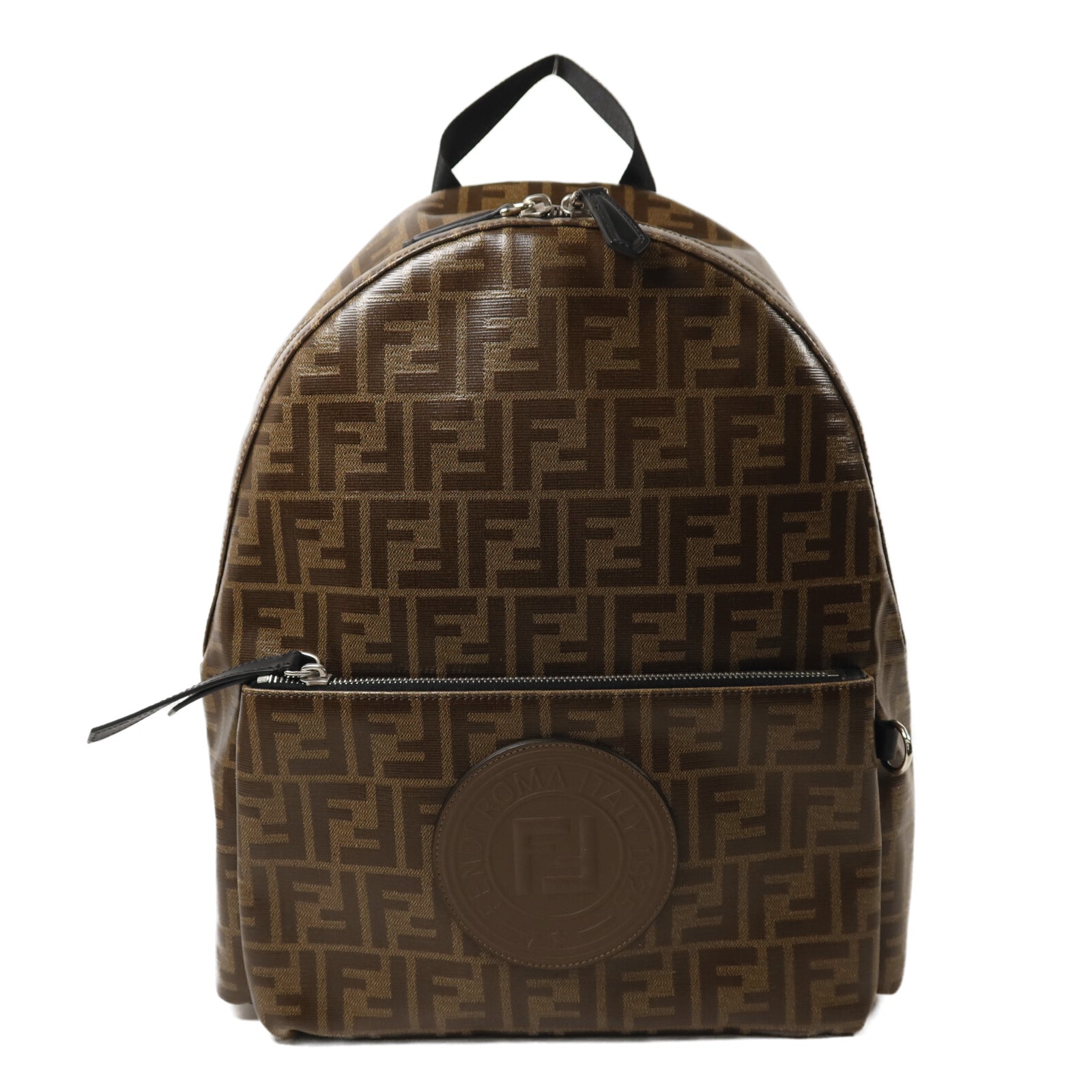 FENDI 塗層帆布Rucksack銀扣背包