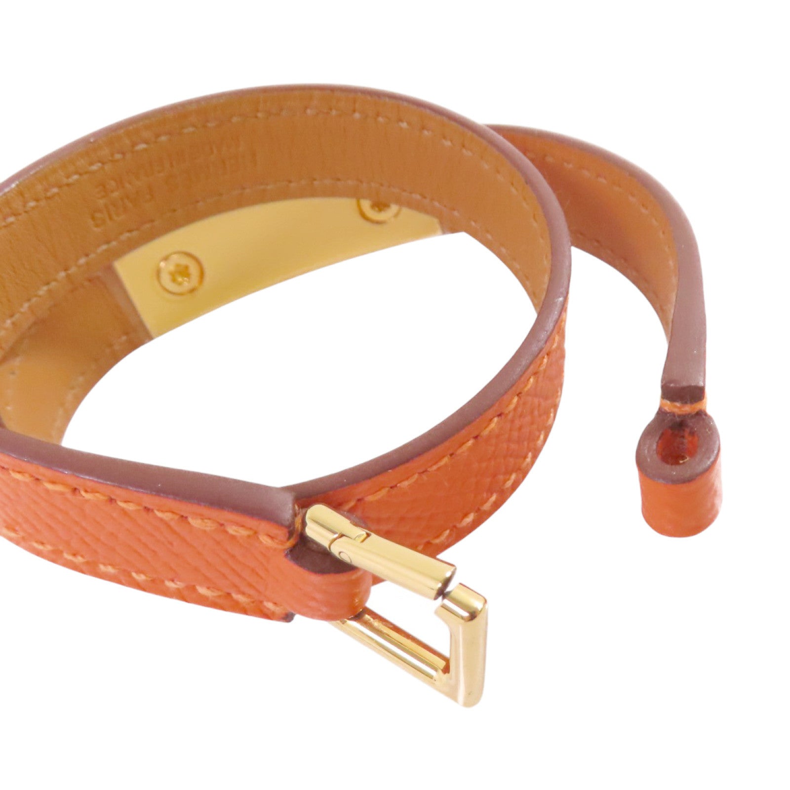 HERMES Epsom皮革Rivale Double Tour Bracelet金扣手鏈