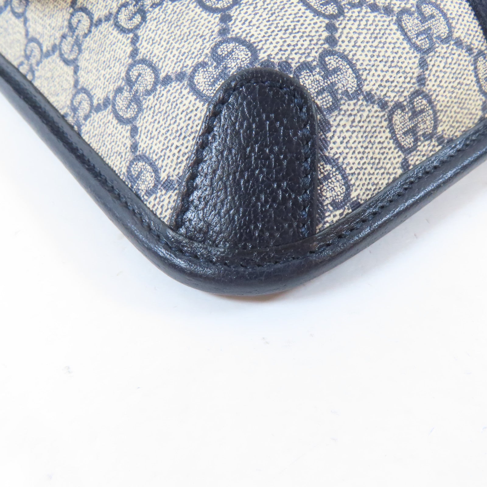 GUCCI 塗層帆布Ophidia Belt Bag銀扣腰包藍色/米白色