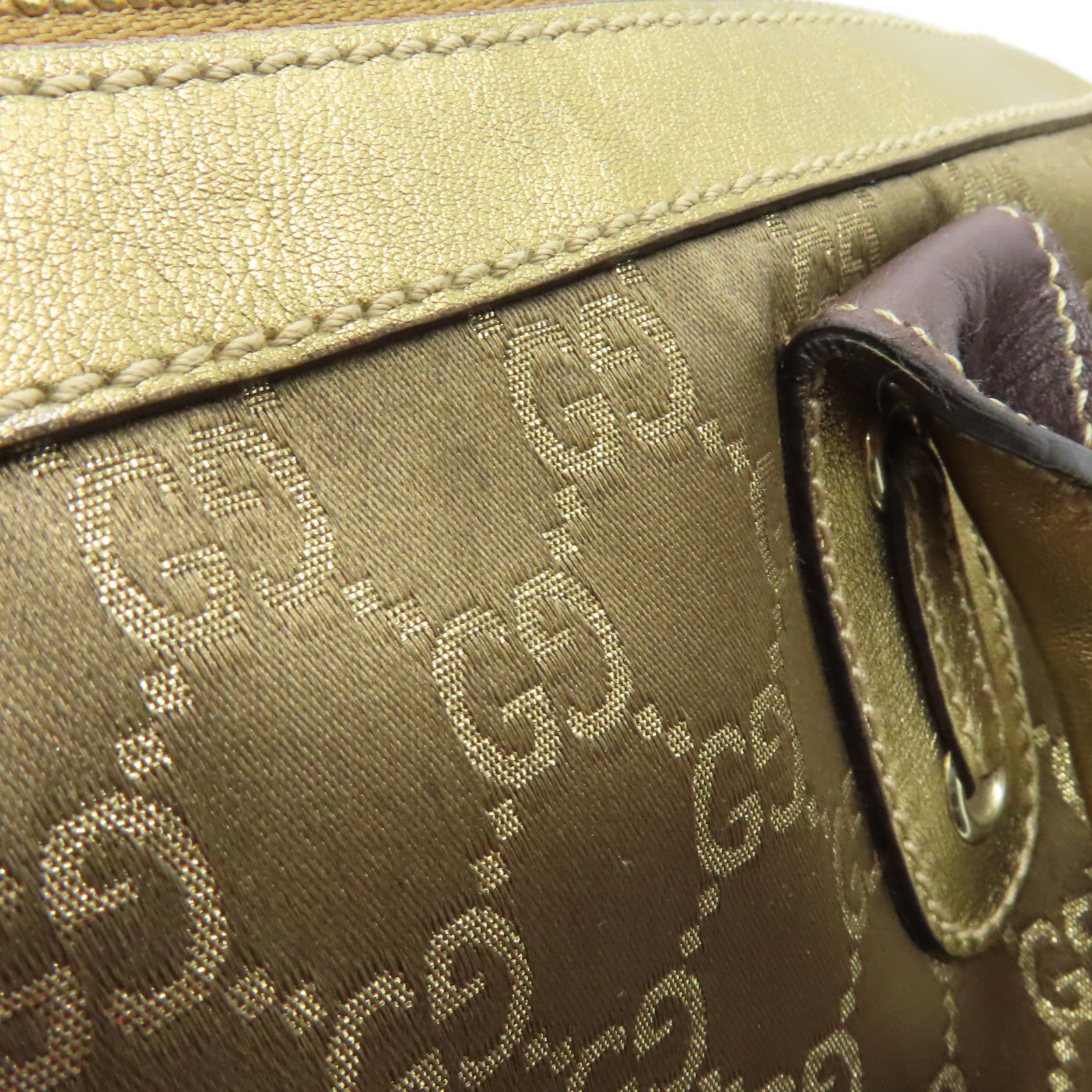 GUCCI 帆布Shoulder Bag金扣肩背袋啡色/金色