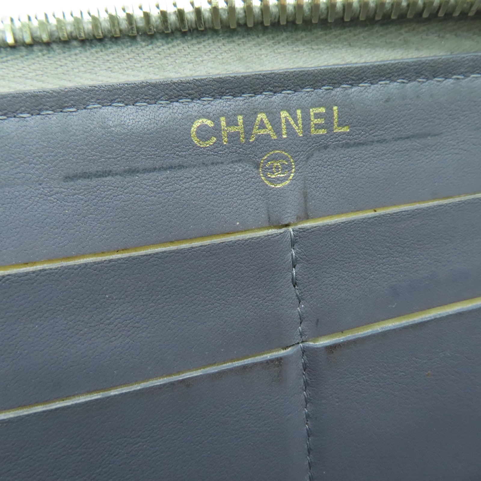 CHANEL rhombic cowhide leather 2.55 Long Wallet gold buckle long wallet gray