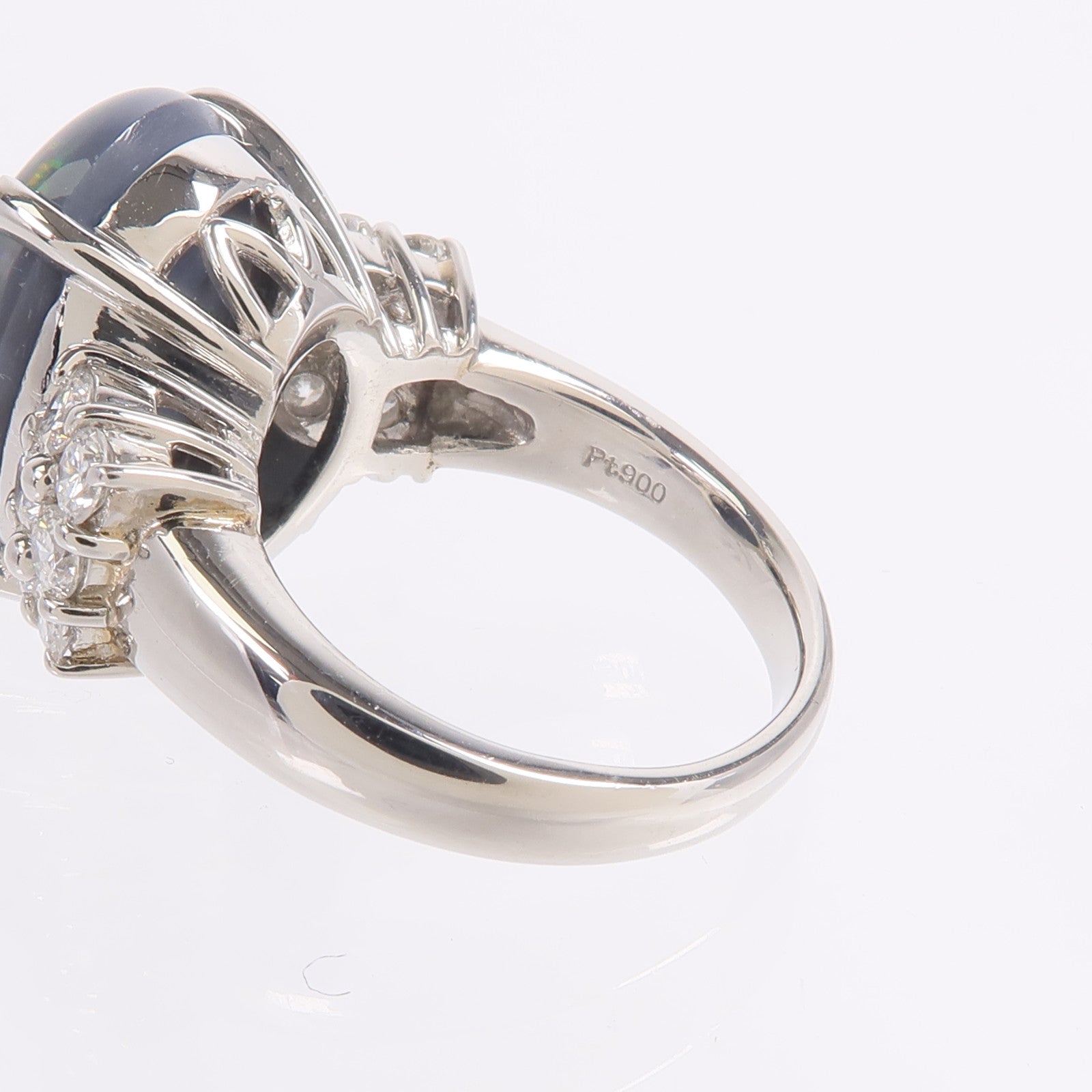 JEWELRY PT900鉑金Black Opal Diamond Ring黑蛋白石/鑽石戒指