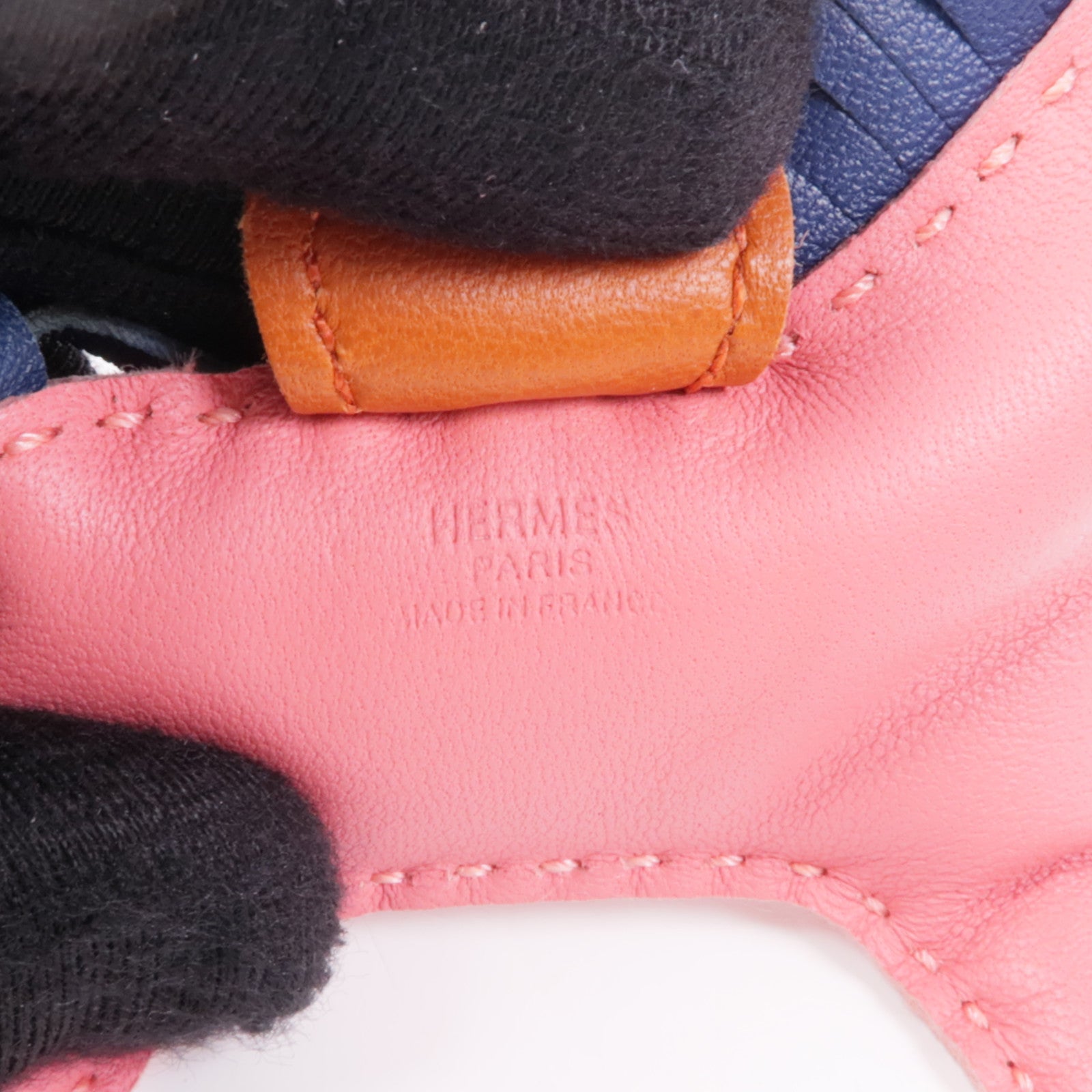 HERMES Rodeo PM Charm Milo Veau Swift Leather Rose Azalee Bleu De Malte