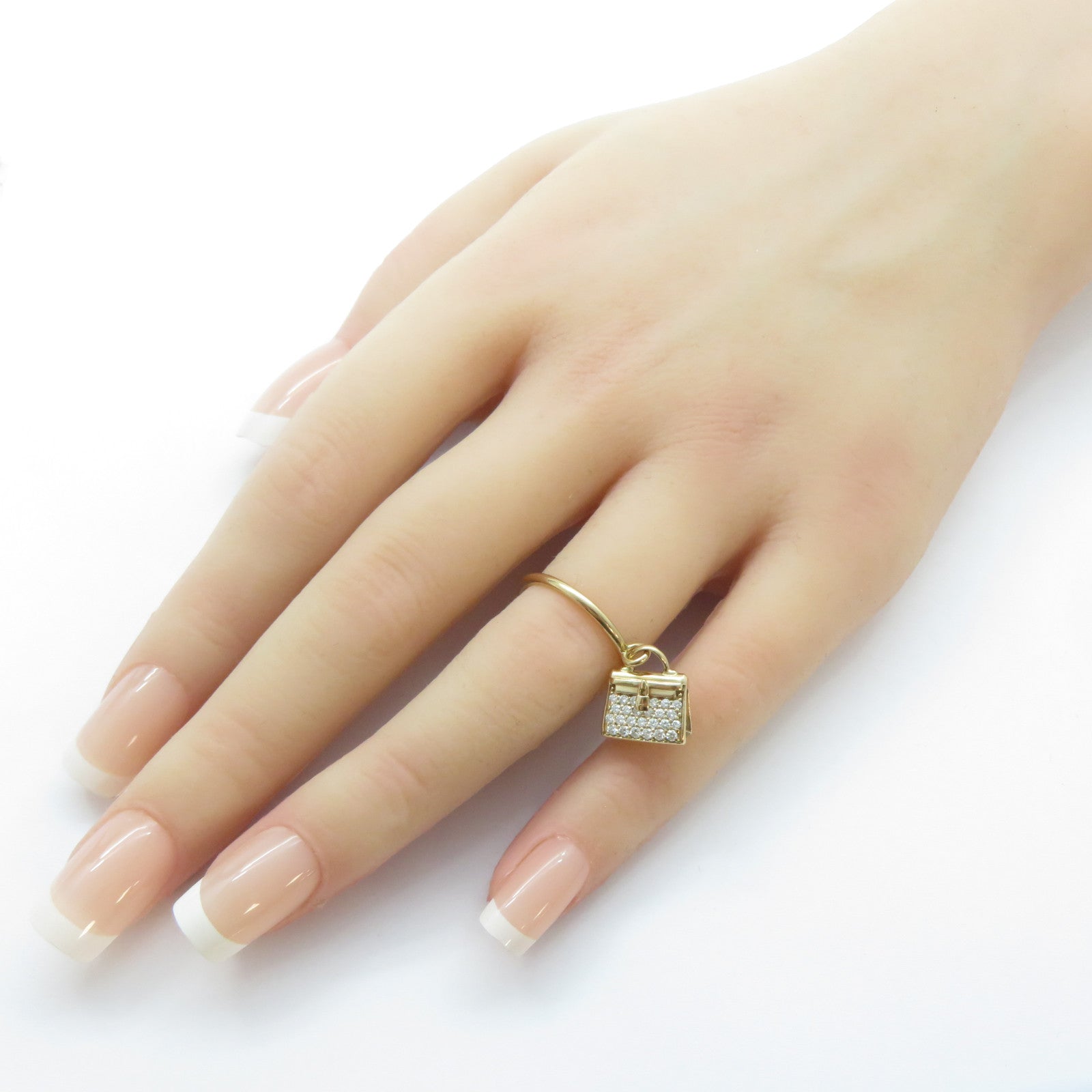 HERMES 18K玫瑰金Diamond Amulettes Kelly Ring鑽石戒指HERMES#51/US#5.5