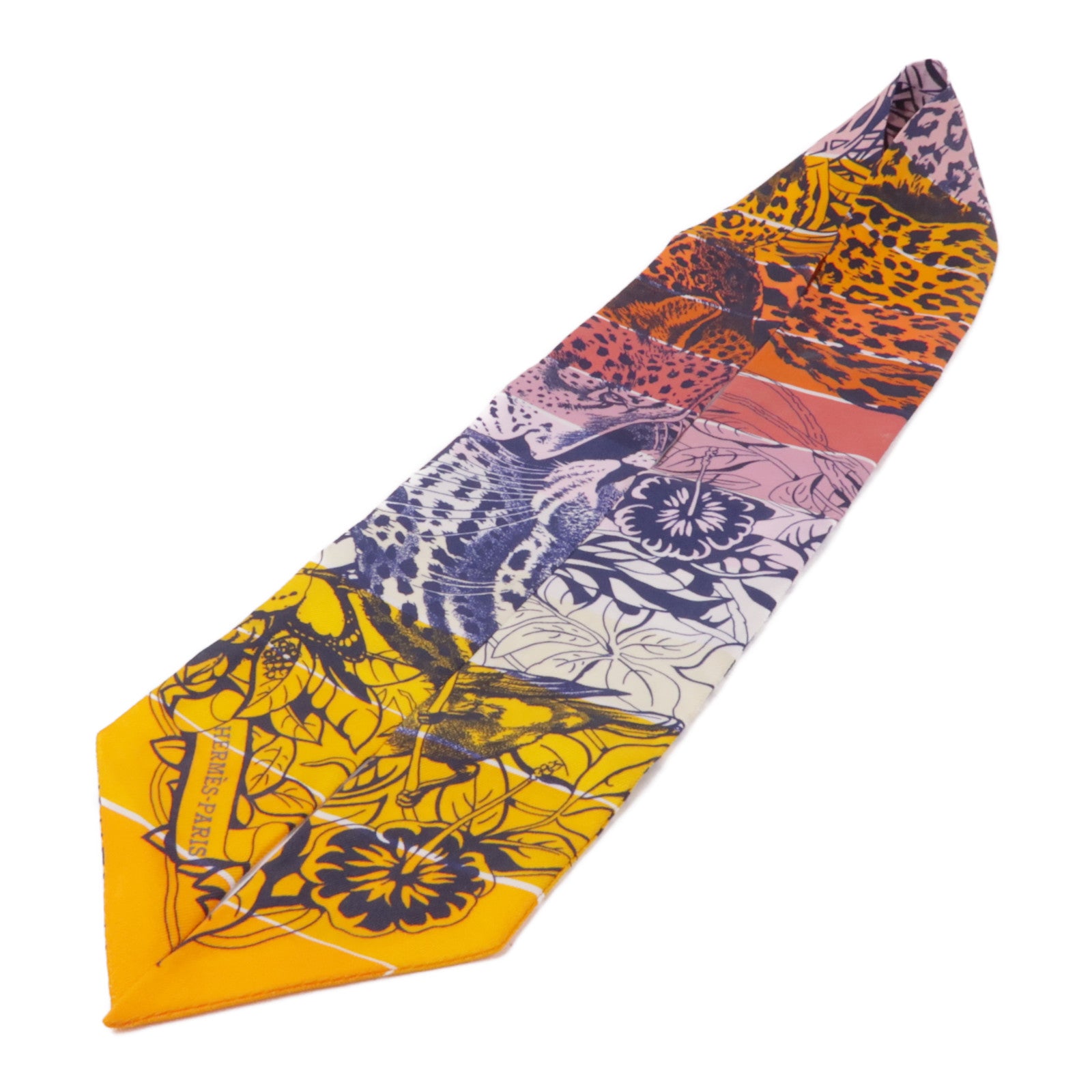 HERMES 絲質Twilly絲巾Orange/Blue/Pink