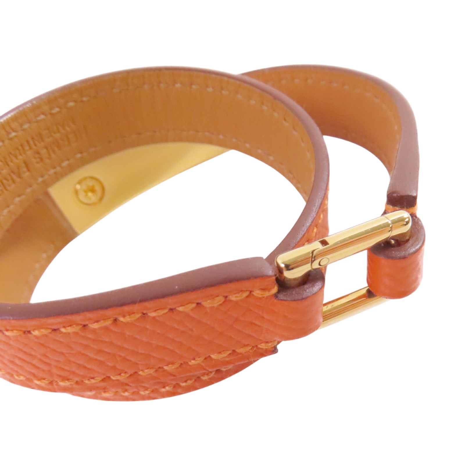 HERMES Epsom皮革Rivale Double Tour Bracelet金扣手鏈