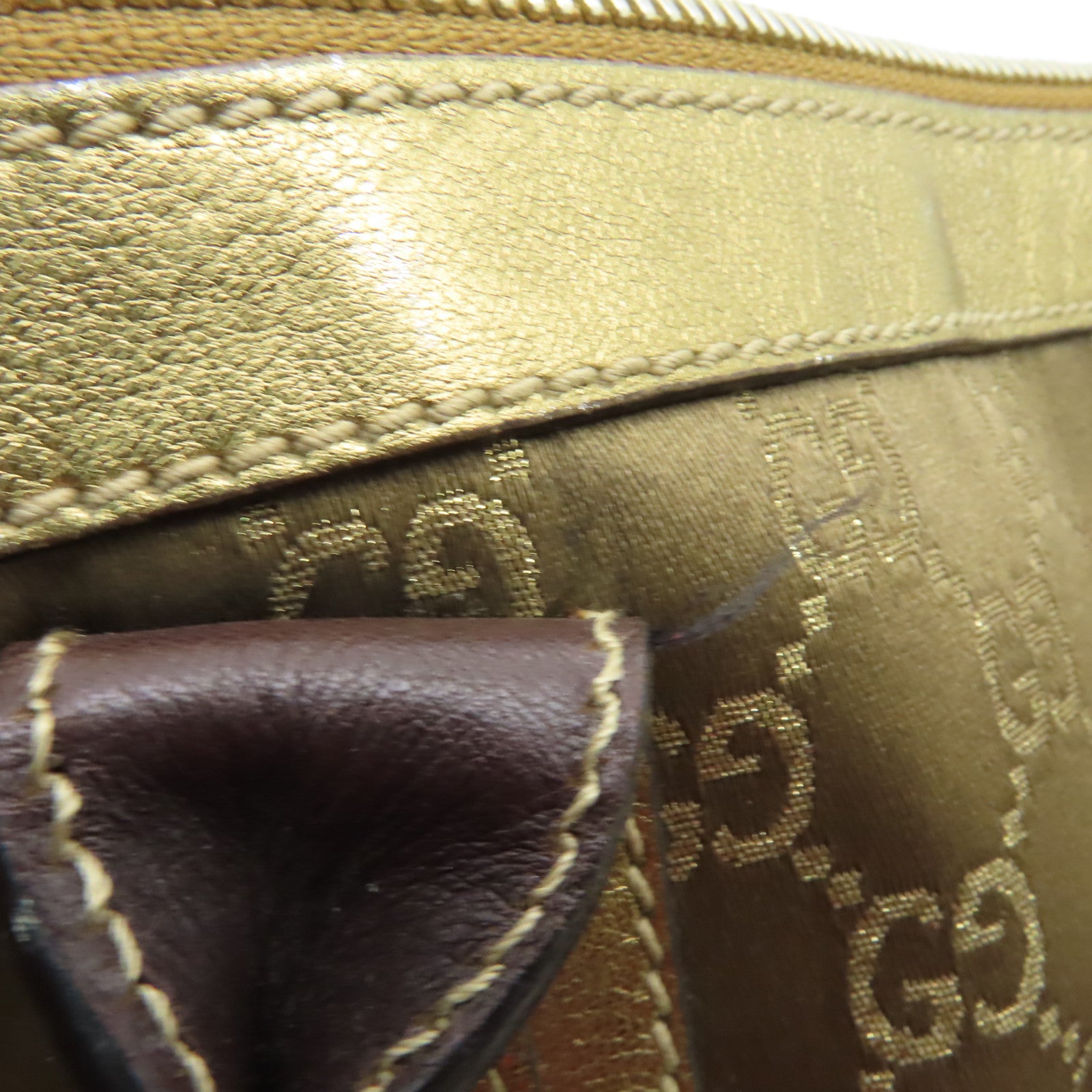 GUCCI 帆布Shoulder Bag金扣肩背袋啡色/金色
