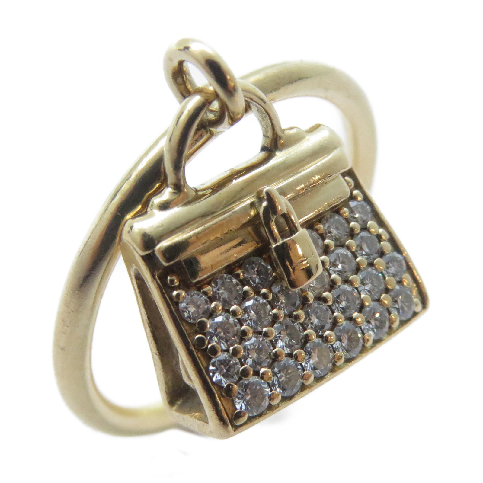 HERMES 18K玫瑰金Diamond Amulettes Kelly Ring鑽石戒指HERMES#51/US#5.5
