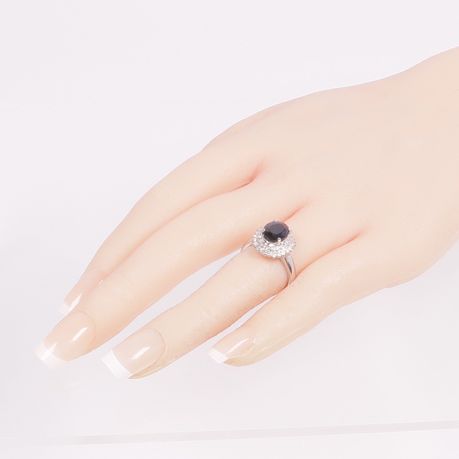 JEWELRY PT900鉑金Sapphire Diamond Ring藍寶石/鑽石戒指US#5.75