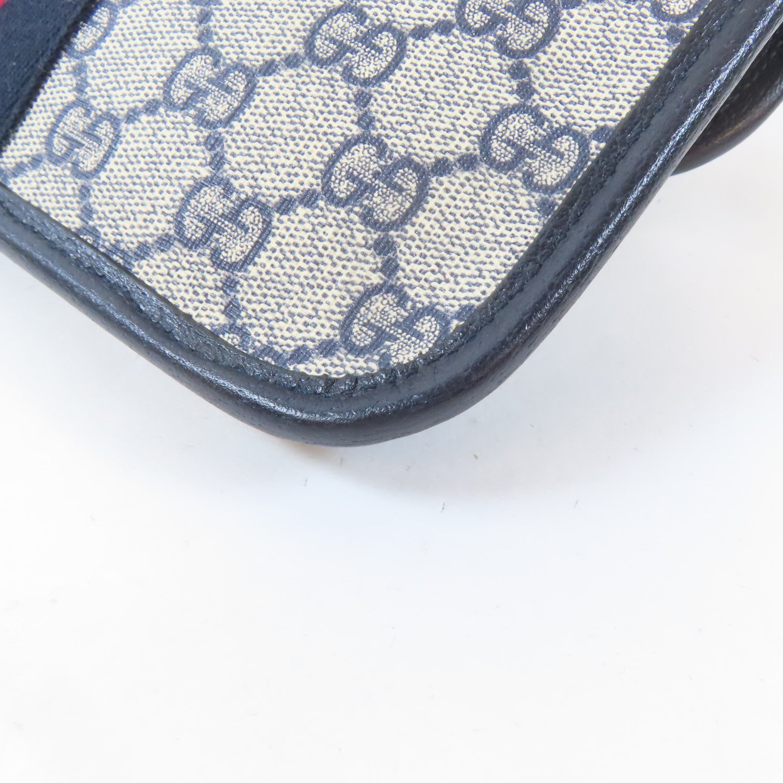 GUCCI 塗層帆布Ophidia Belt Bag銀扣腰包藍色/米白色