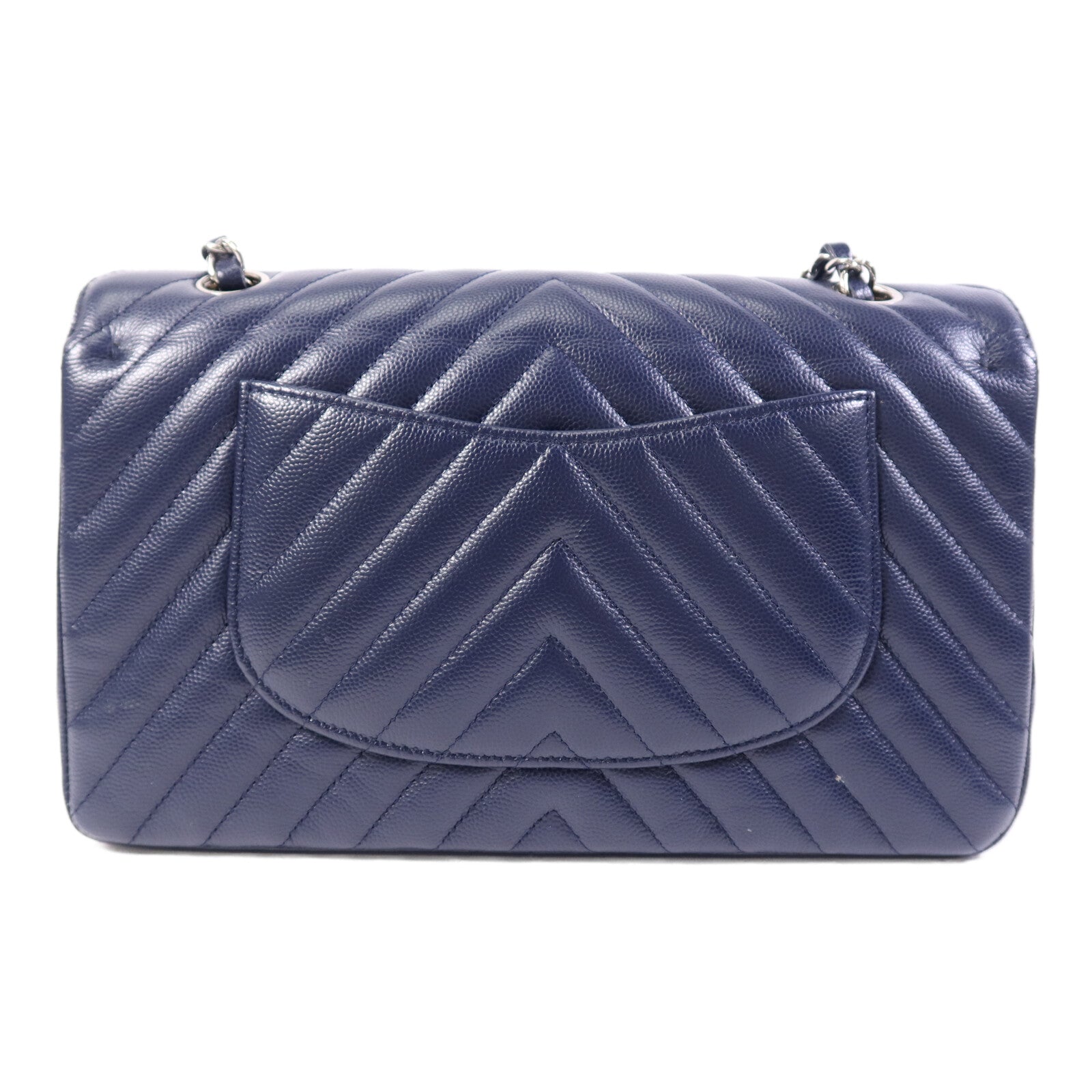 CHANEL 牛皮皮革Classic Flap Chevron銀扣鏈帶肩背袋