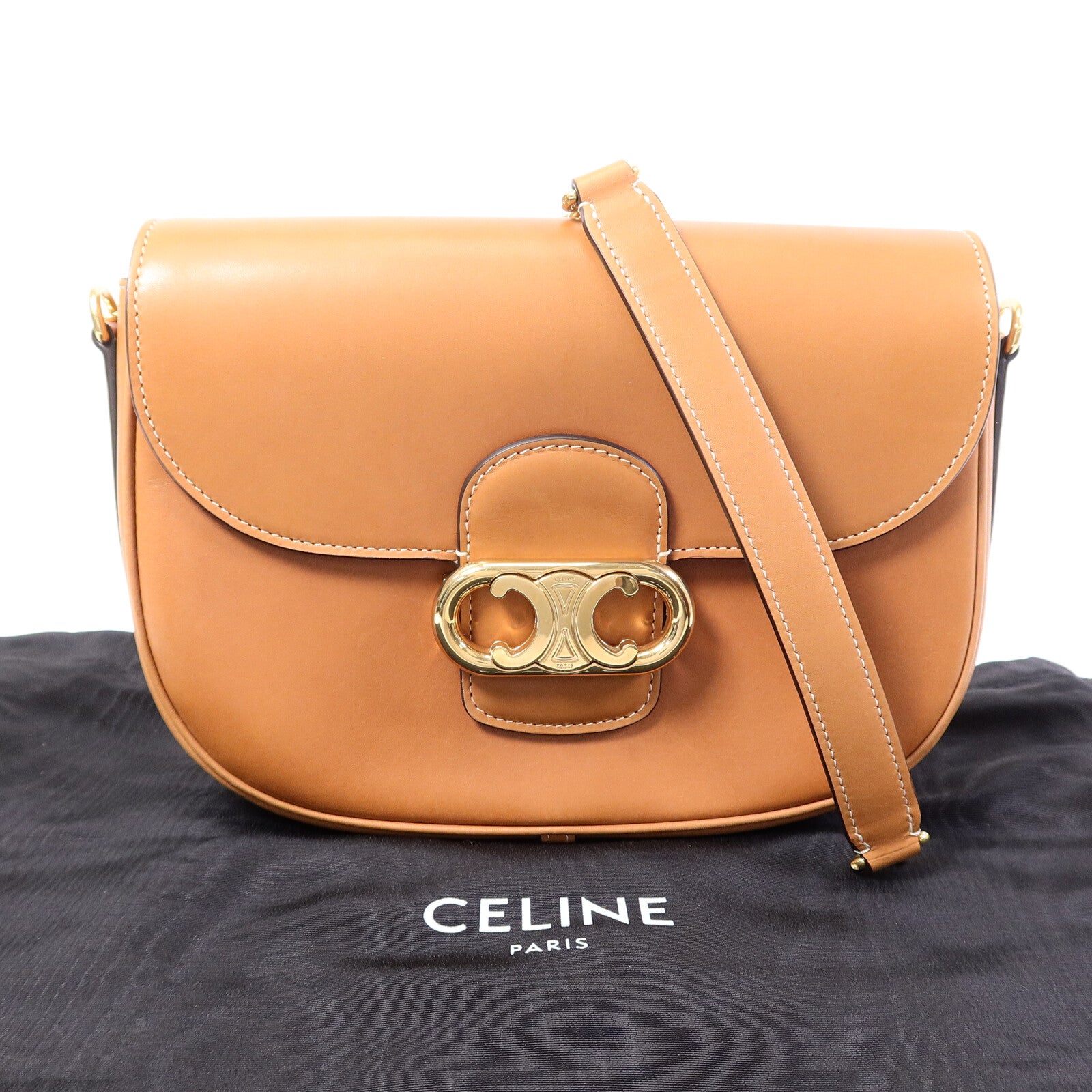 CELINE 牛皮皮革Miedium Chain Maillon Triomphe鏈帶肩背袋