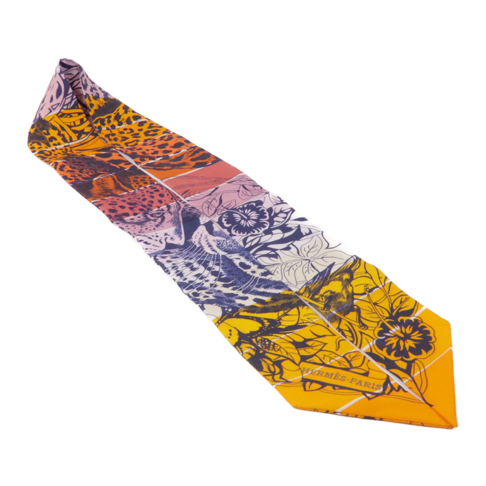 HERMES 絲質Twilly絲巾Orange/Blue/Pink