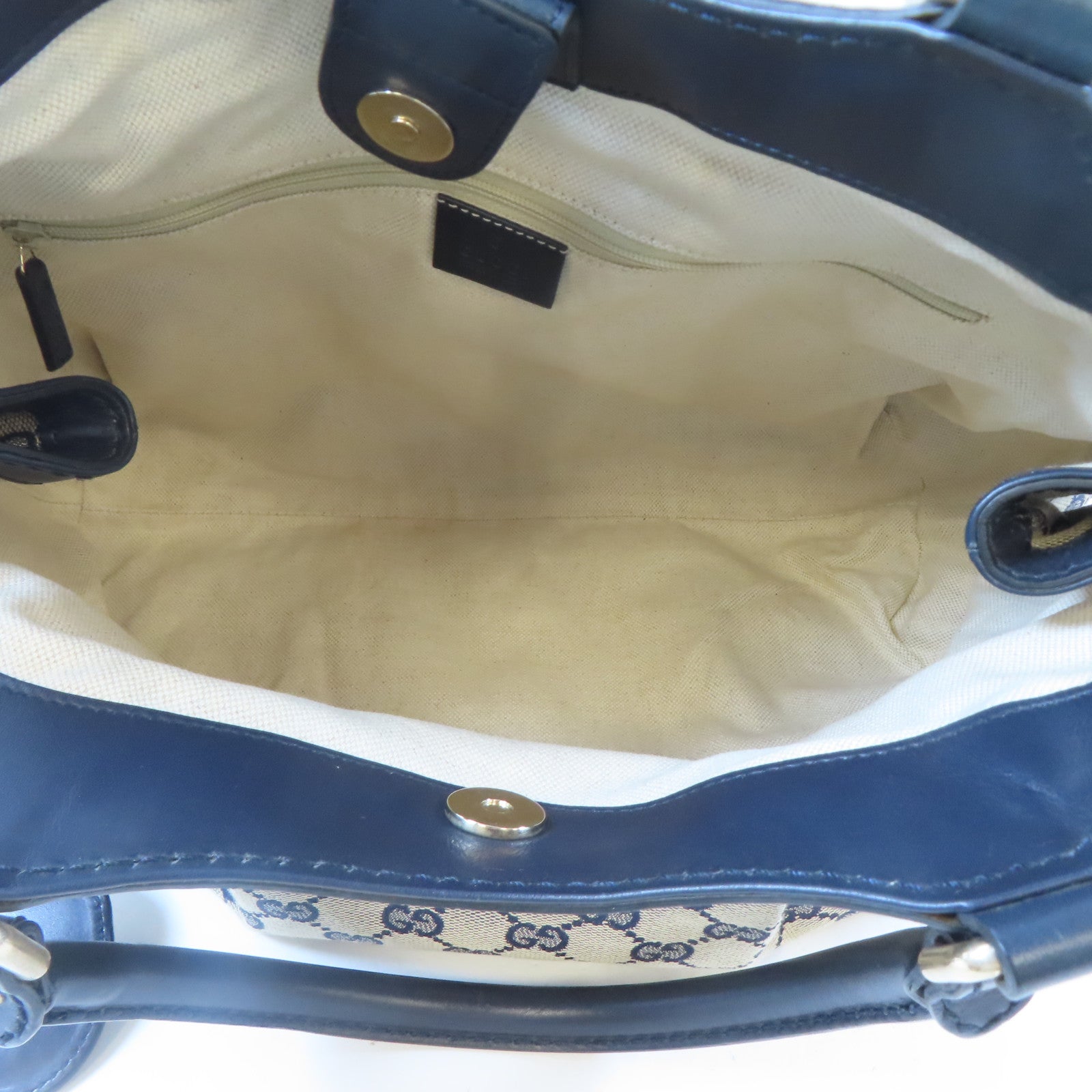 GUCCI 【激減優惠】帆布GG Sukey Canvas Handbag金扣肩背袋啡色/藍色