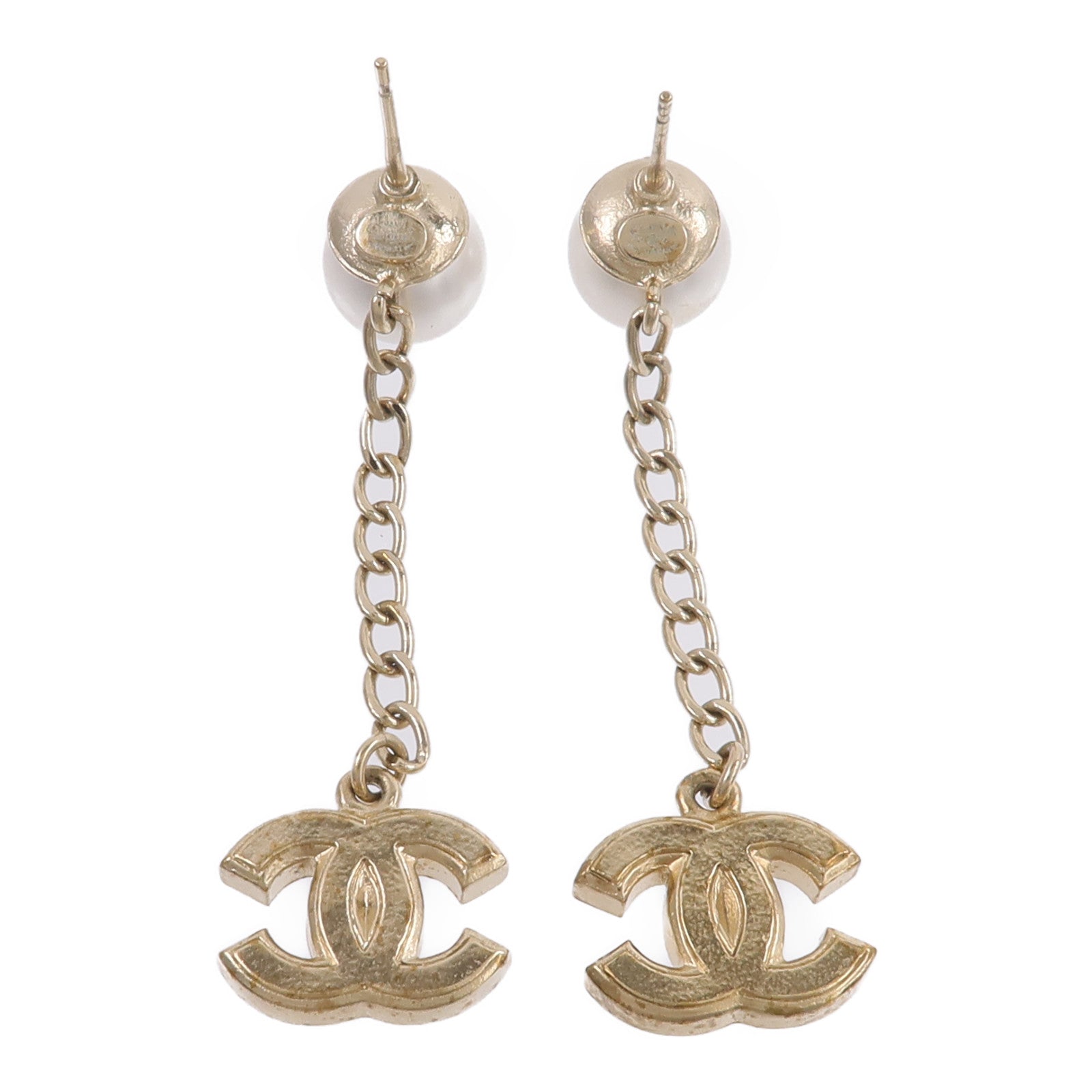 CHANEL 金屬CC Crystal Dangle Piercing Earrings耳環