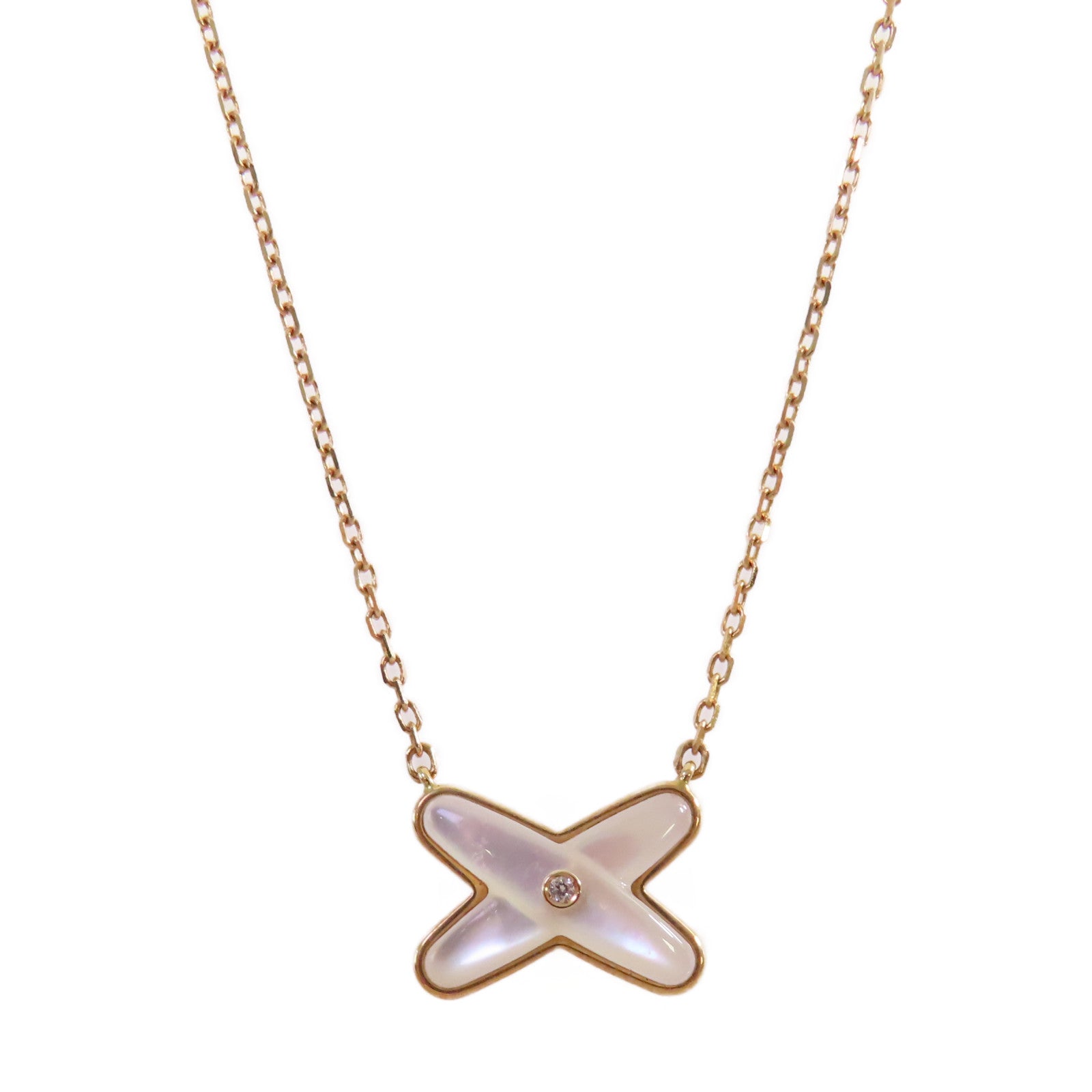Chaumet 18K玫瑰金/鑽石/珍珠母Jeux De Liens Necklace項鏈珍珠色/金色