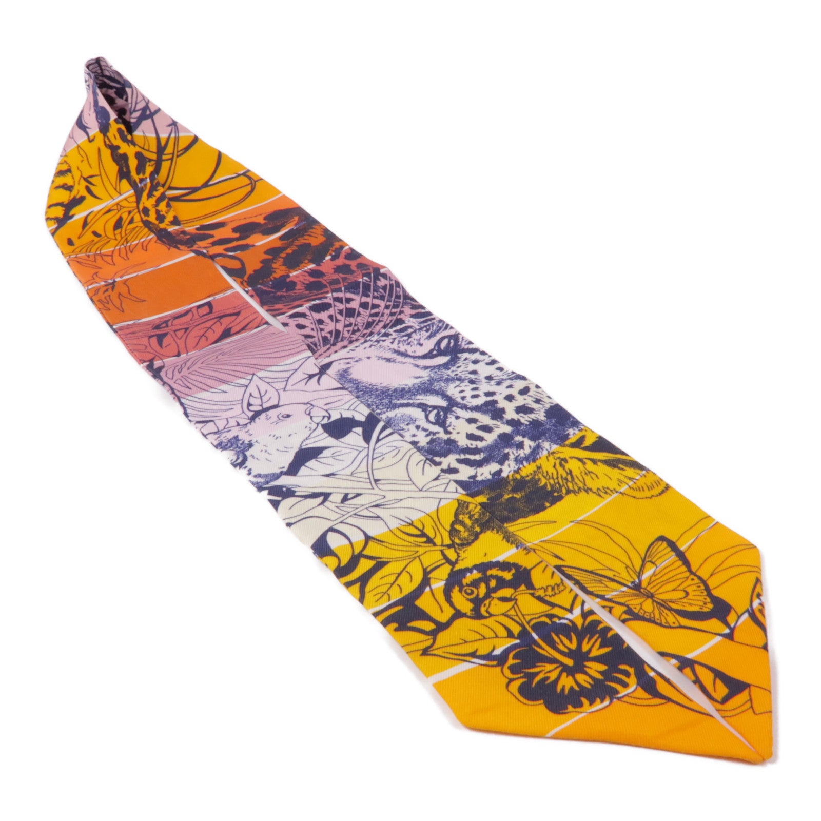 HERMES 絲質Twilly絲巾Orange/Blue/Pink