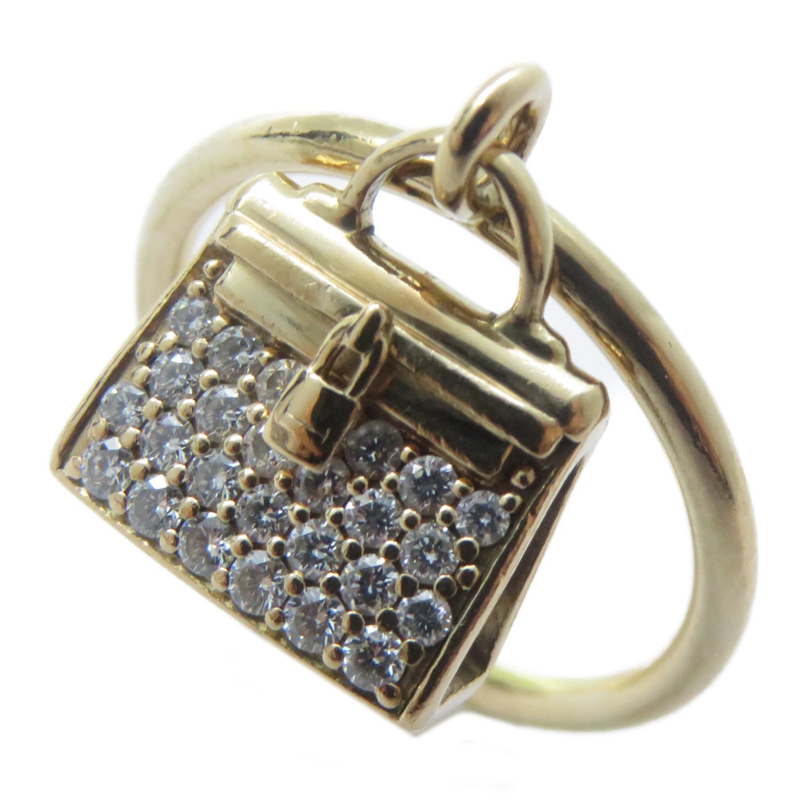 HERMES 18K玫瑰金Diamond Amulettes Kelly Ring鑽石戒指HERMES#51/US#5.5