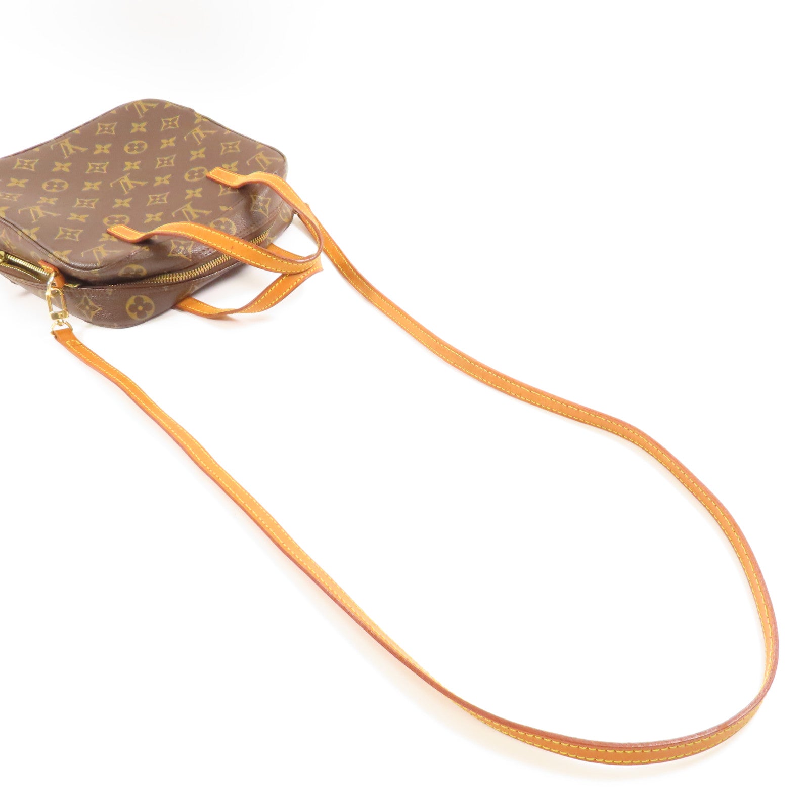 LOUIS VUITTON Monogram Spontini金扣手挽肩背兩用袋棕色
