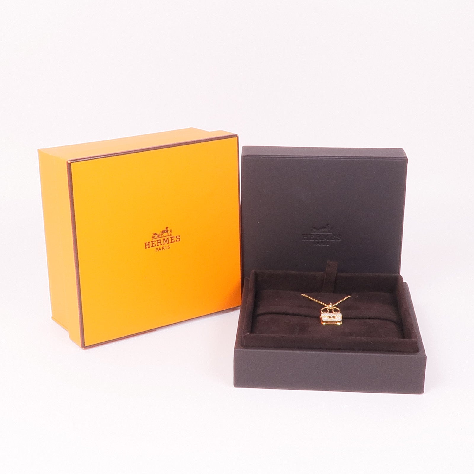 HERMES Constance Necklace 18K Pink Gold Diamond