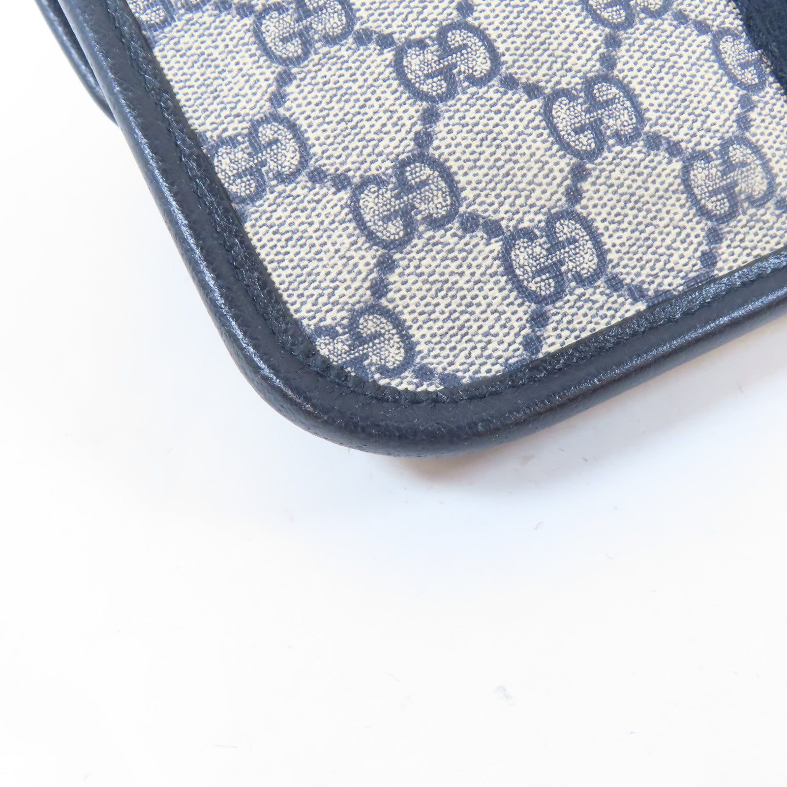 GUCCI 塗層帆布Ophidia Belt Bag銀扣腰包藍色/米白色