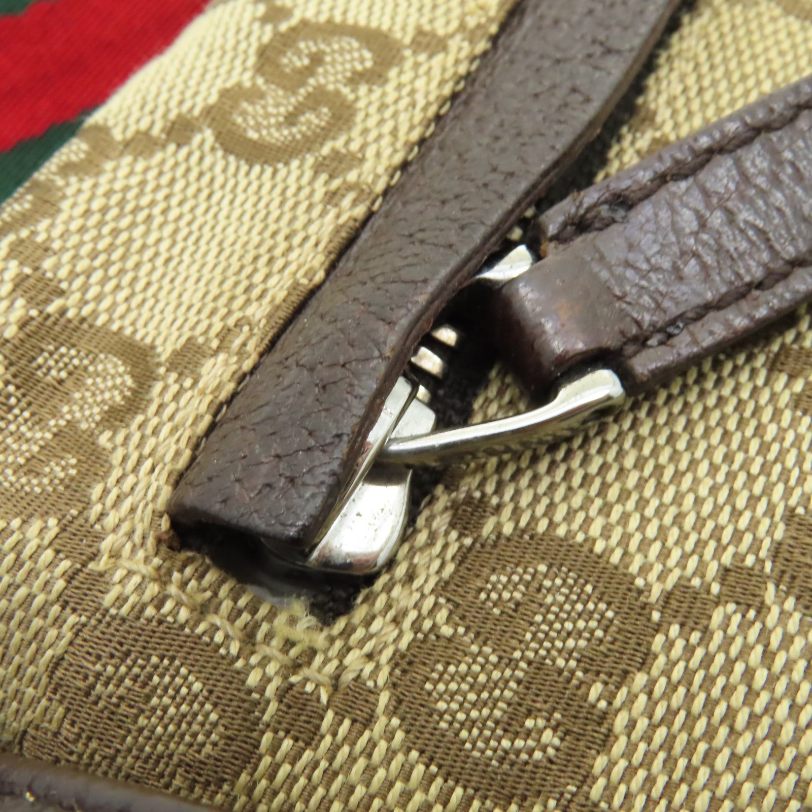 GUCCI 帆布Waist Bag銀扣腰包棕色