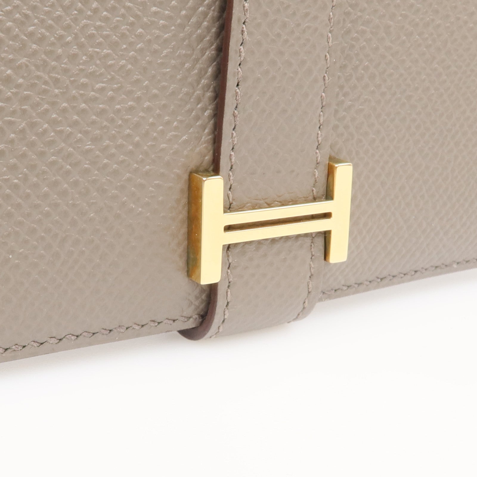 HERMES Epsom皮革Bearn Wallet金扣錢包Etain