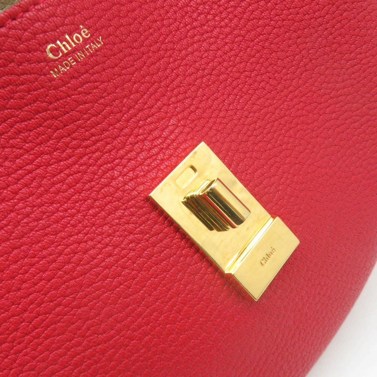 Chloe 【激減優惠】羊皮皮革Drew Shoulder Bag金扣鏈帶肩背袋紅色