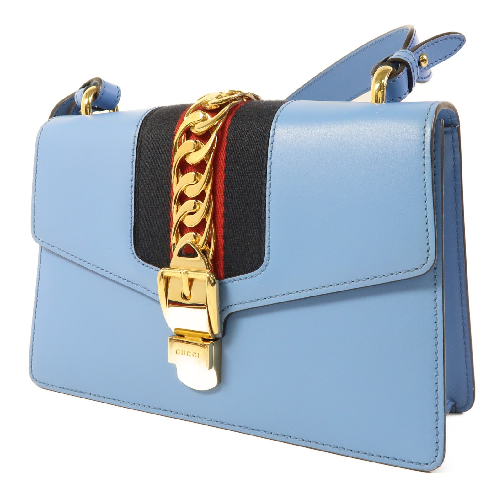 GUCCI 牛皮皮革Sylvie金扣肩背袋