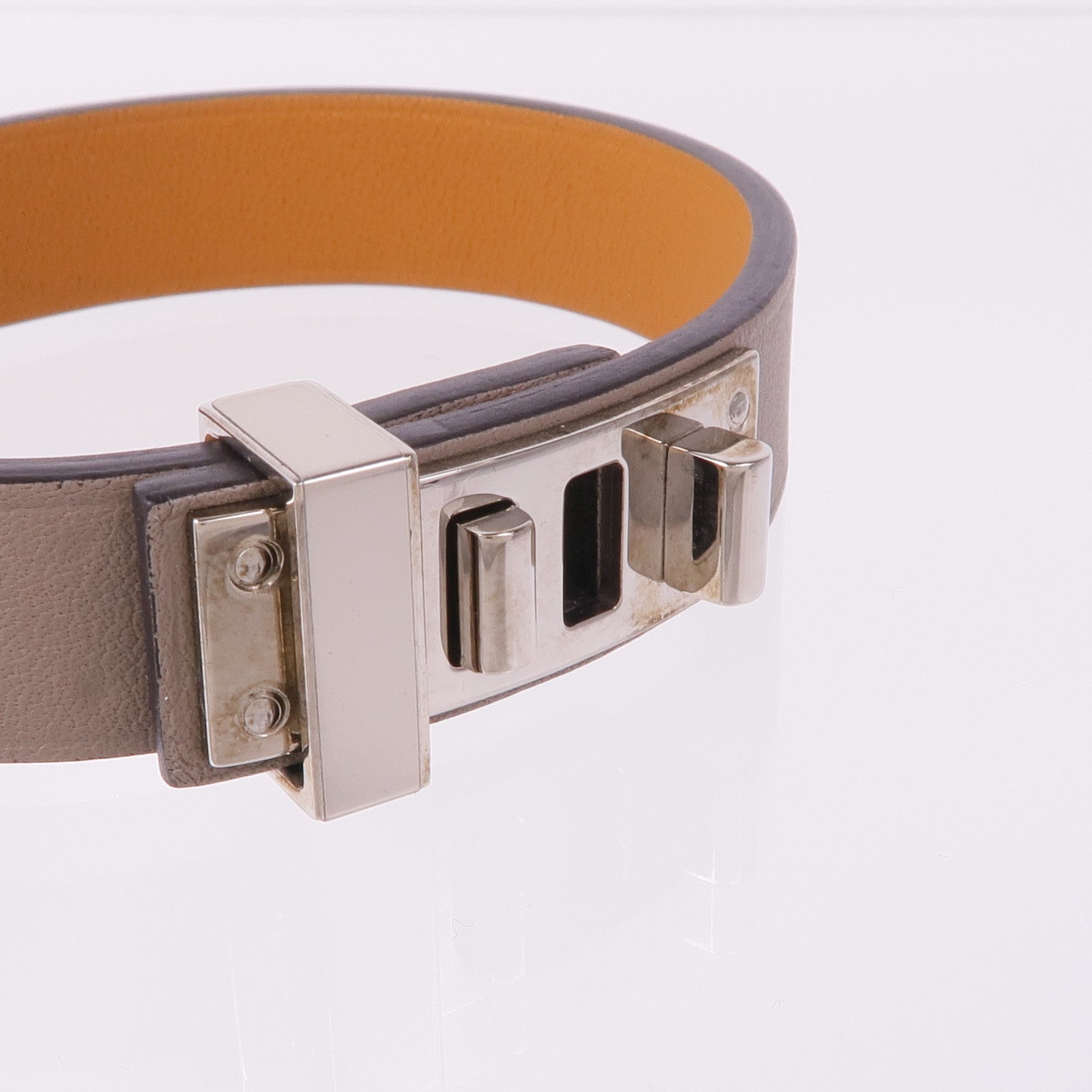 HERMES Swift皮革Mini Dog Bracelet銀扣手帶