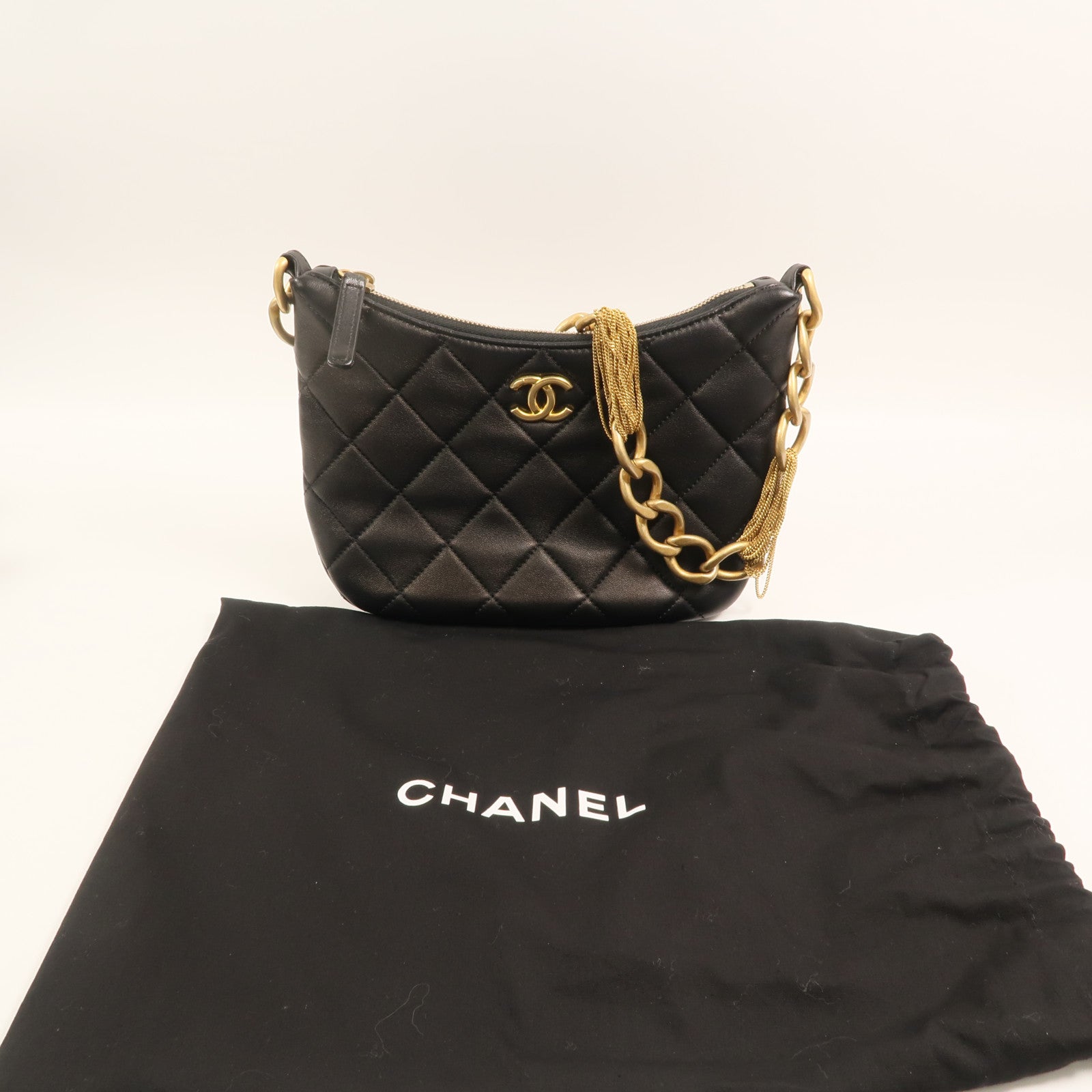 CHANEL 羊皮皮革Hobo鏈帶肩背袋