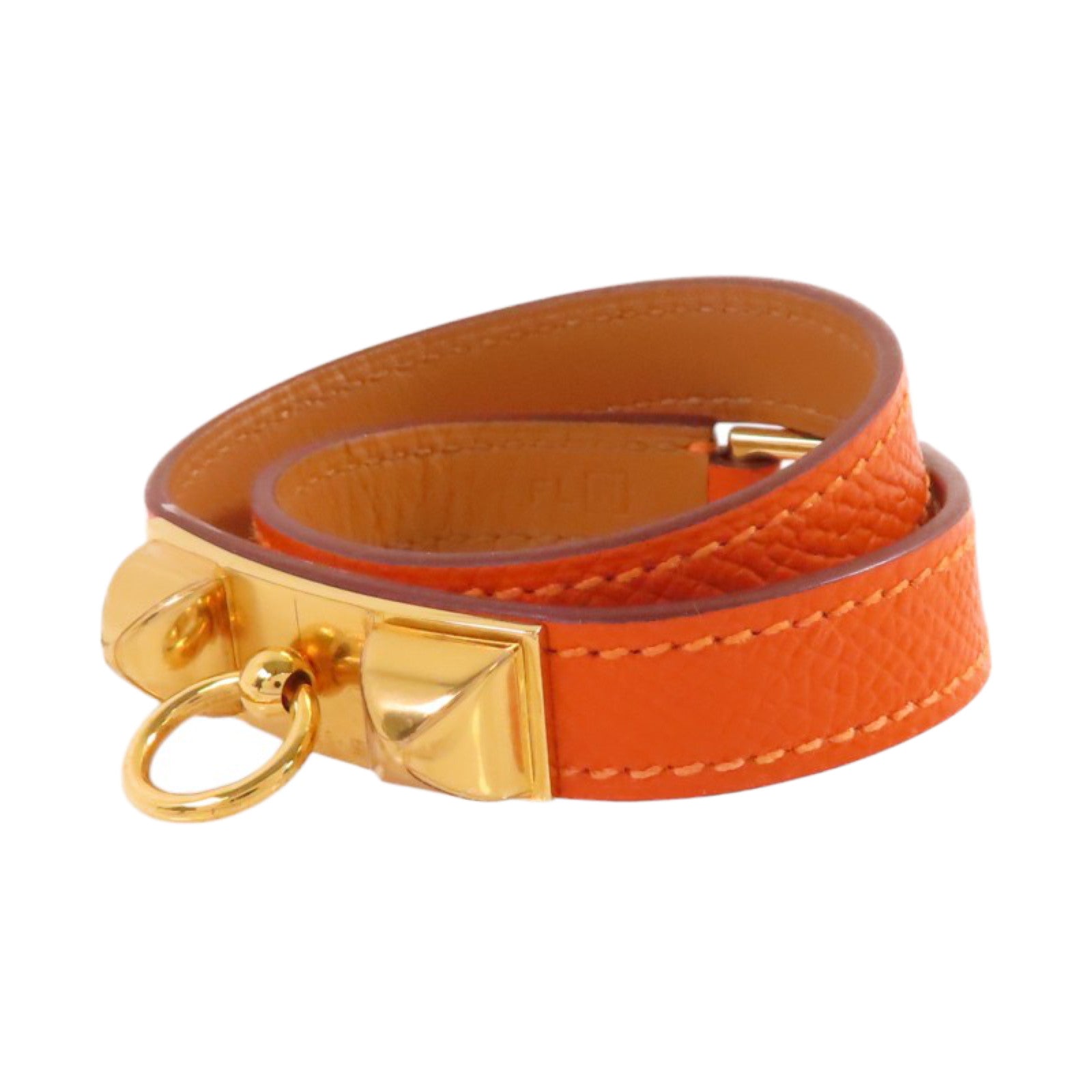 HERMES Epsom皮革Rivale Double Tour Bracelet金扣手鏈