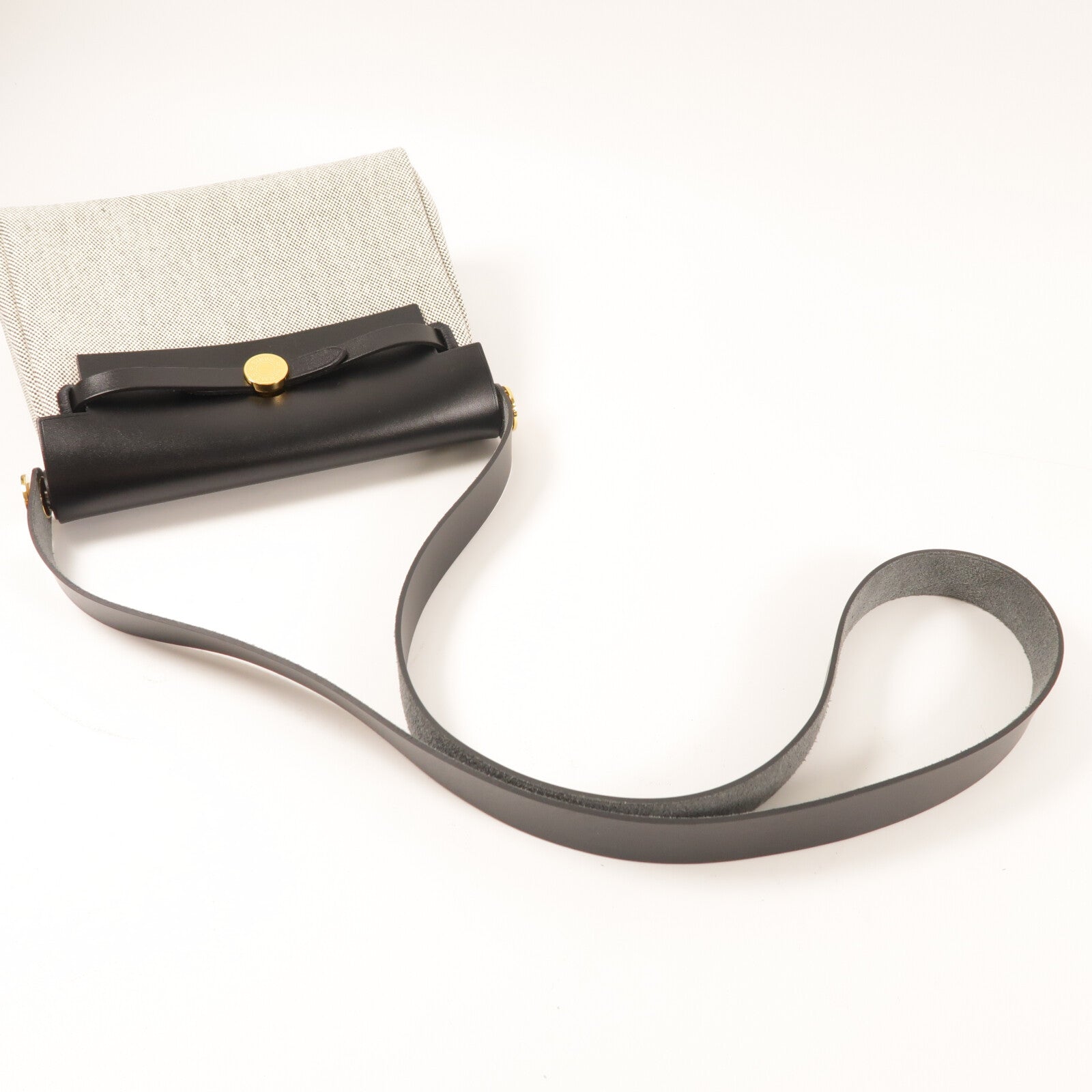 HERMES 帆布Mini Herbag金扣肩背袋