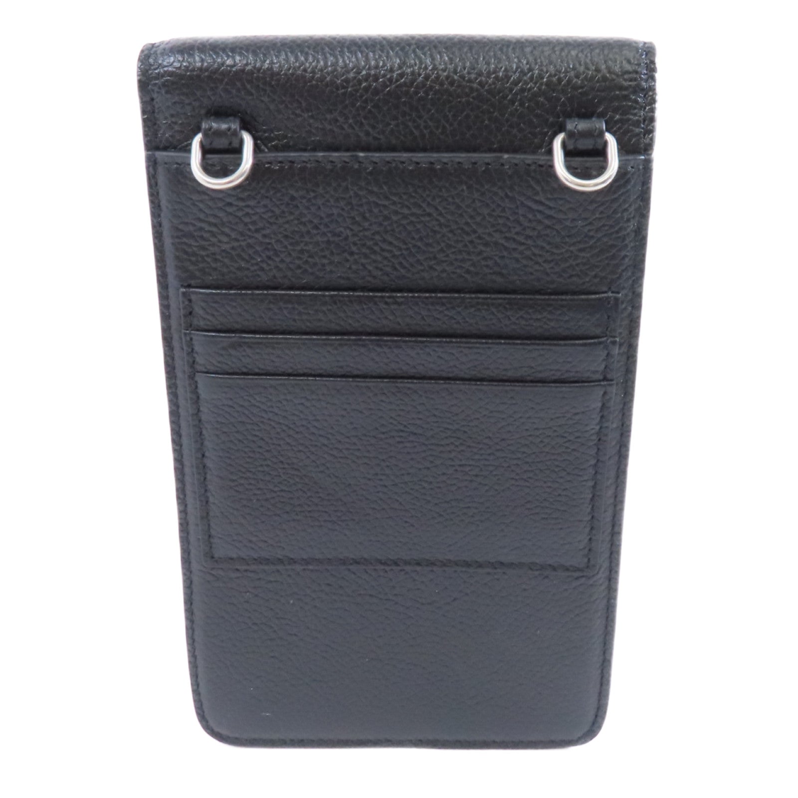BALENCIAGA 牛皮皮革Cash Phone Card Holder銀扣現金手機和卡包黑色
