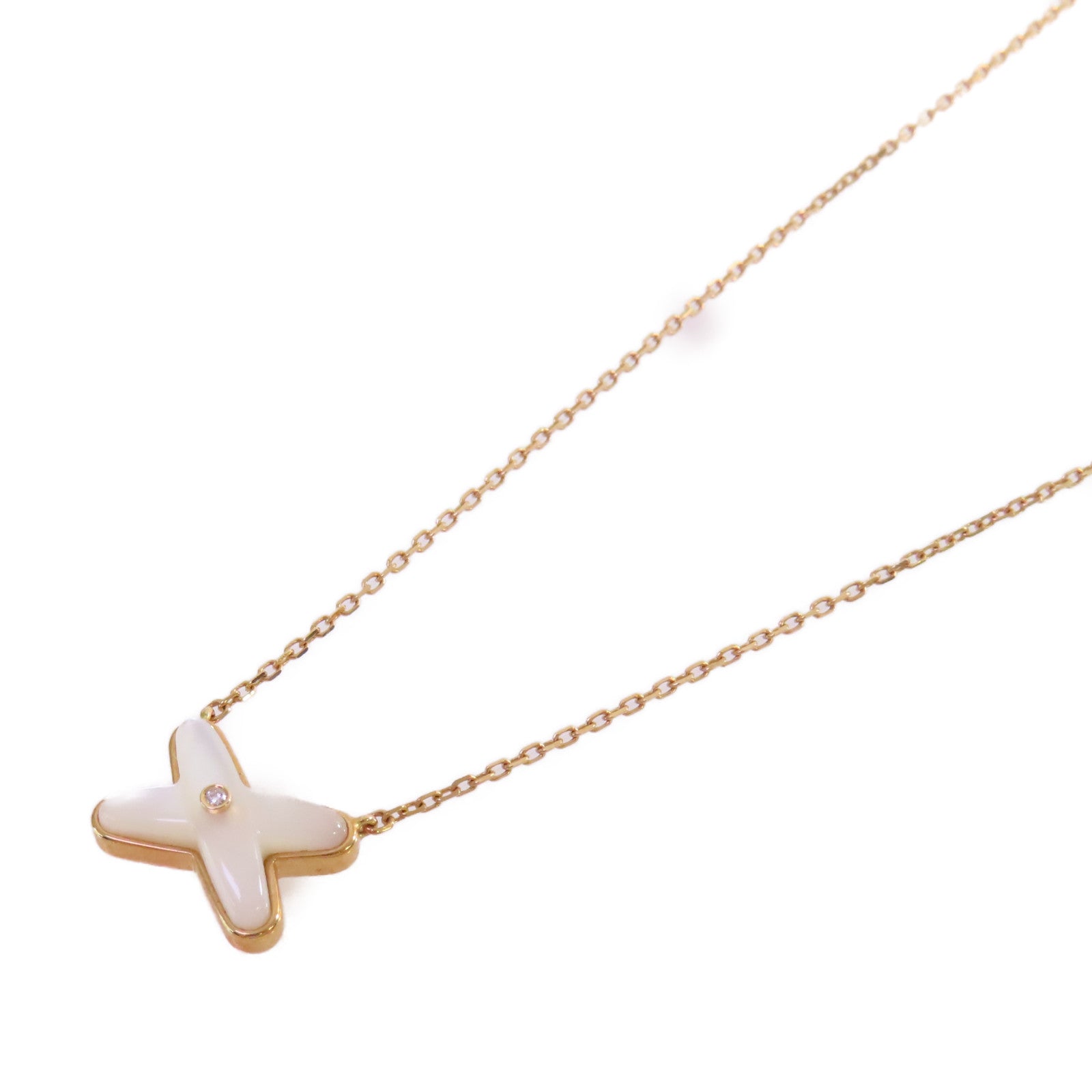 Chaumet 18K玫瑰金/鑽石/珍珠母Jeux De Liens Necklace項鏈珍珠色/金色