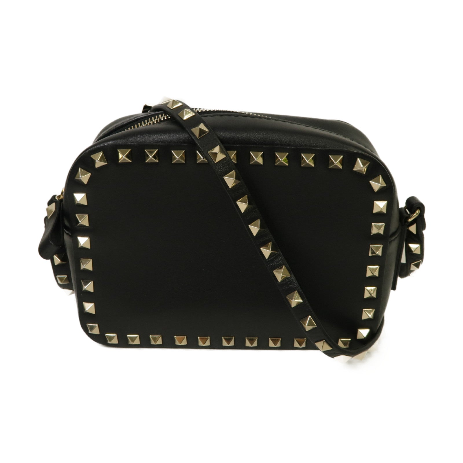 Valentino 牛皮皮革Shoulder Bag金扣肩背袋黒色