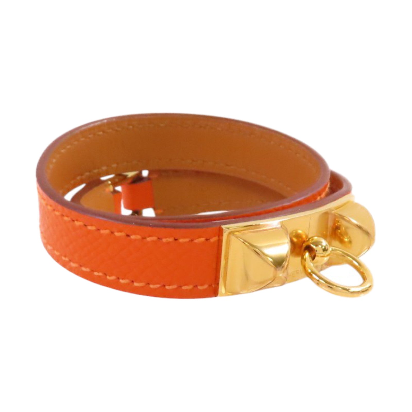 HERMES Epsom皮革Rivale Double Tour Bracelet金扣手鏈