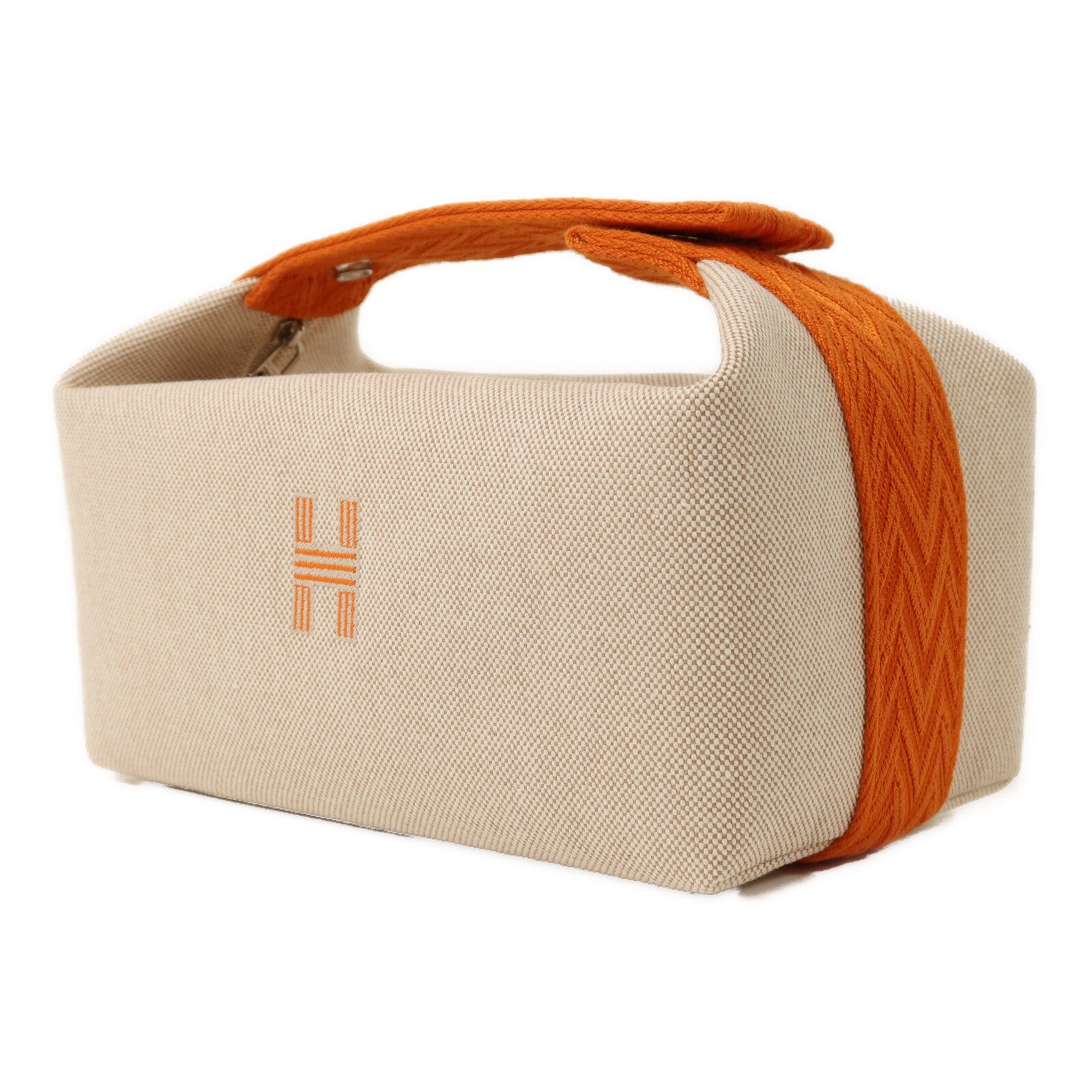 HERMES 帆布Bride A Brac PM銀扣手挽袋