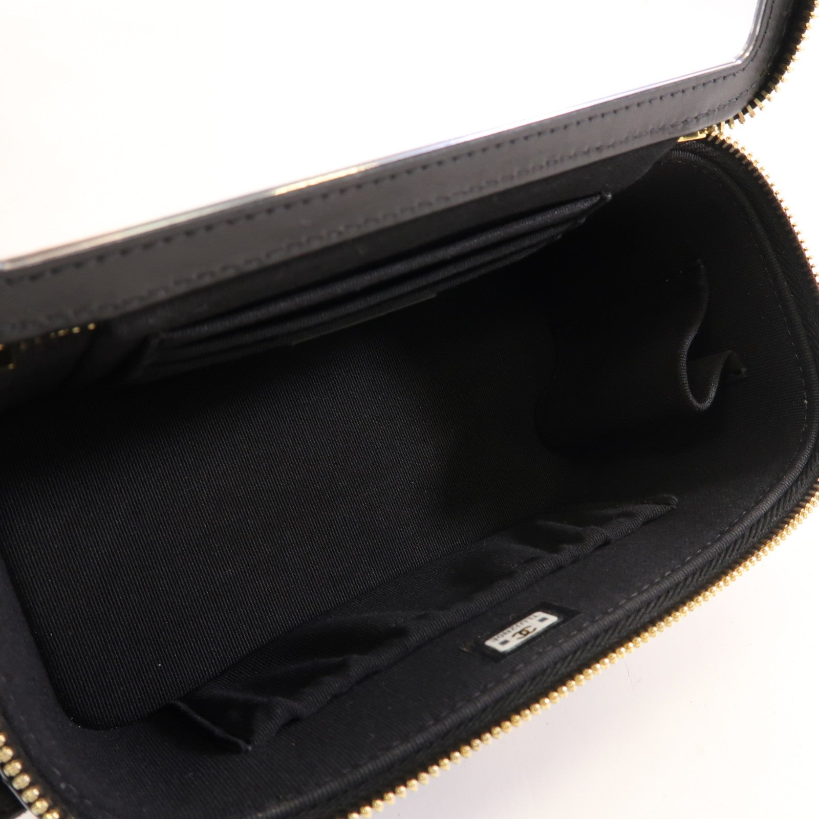 CHANEL 菱格牛皮皮革Vanity Case金扣手挽肩背兩用袋黑色